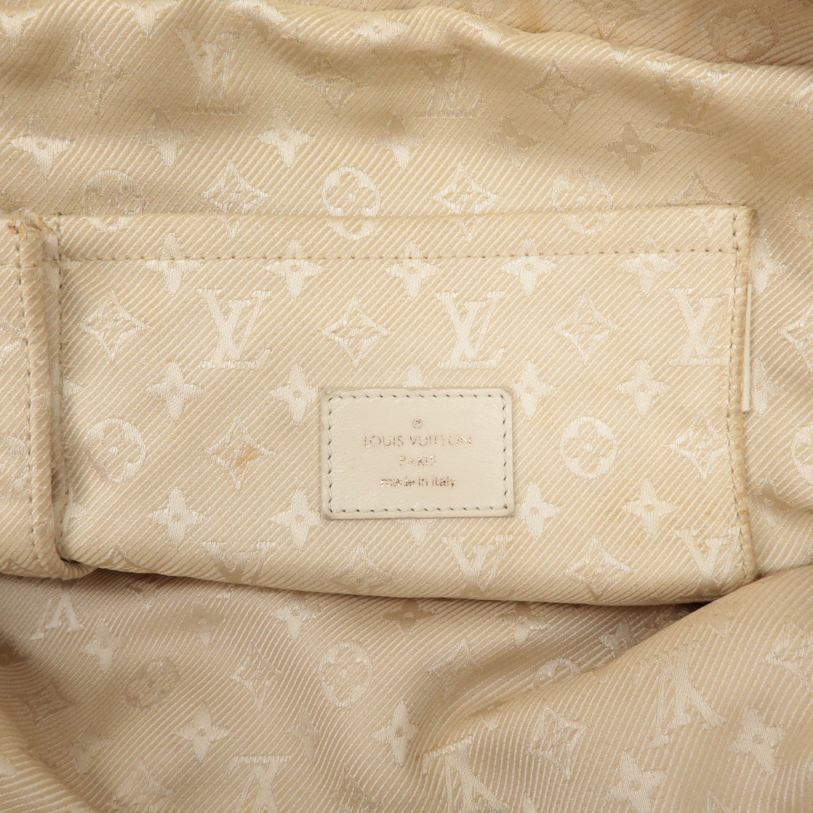 Louis Vuitton Cruise Line Leather Rivet Hand Bag Ecru M95345 Used