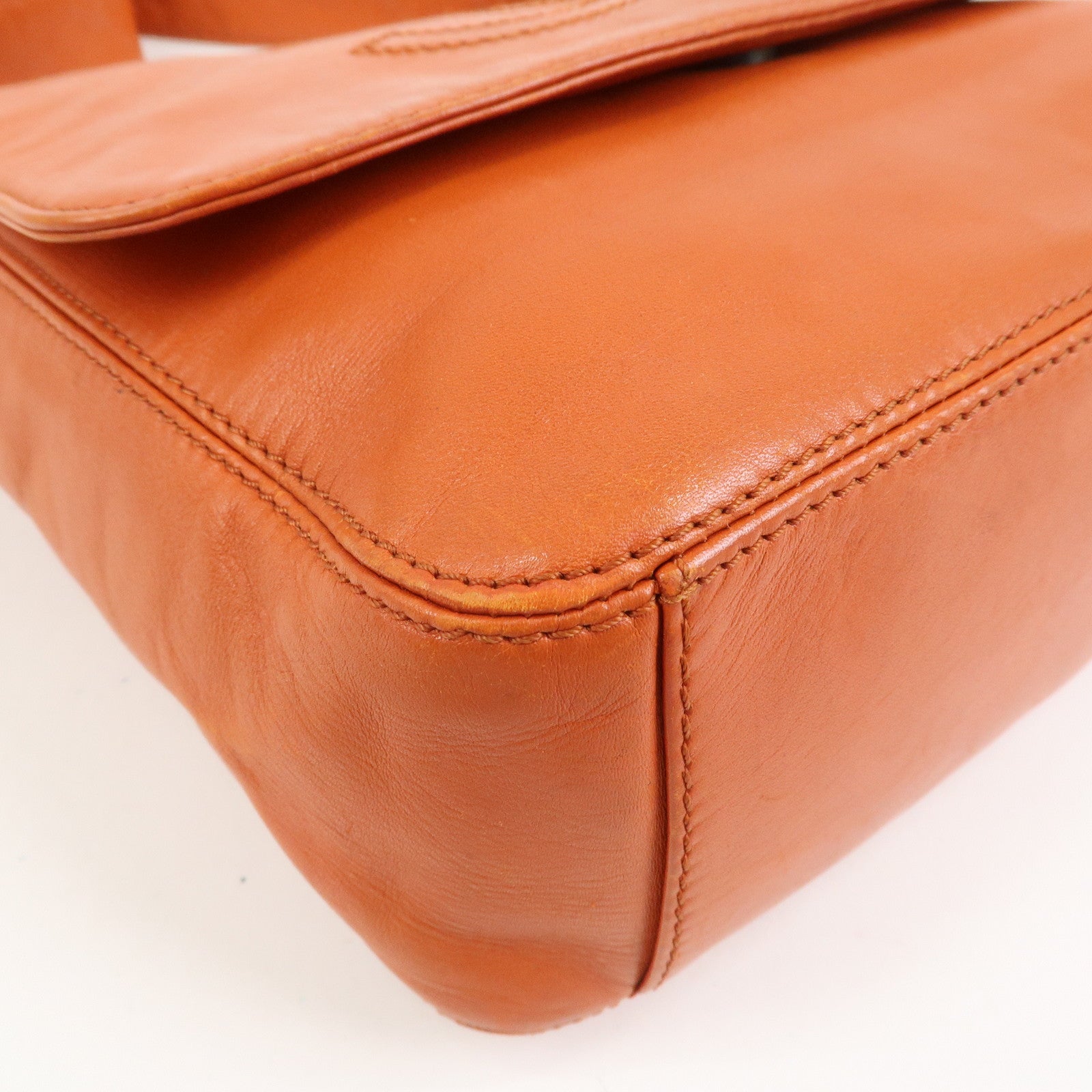 CHANEL COCO Mark Lamb Skin Shoulder Bag Orange