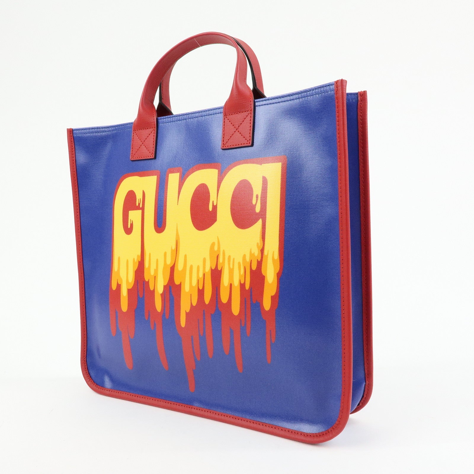 GUCCI Children's PVC Leather Tote Bag Hand Bag Blue Red 550763