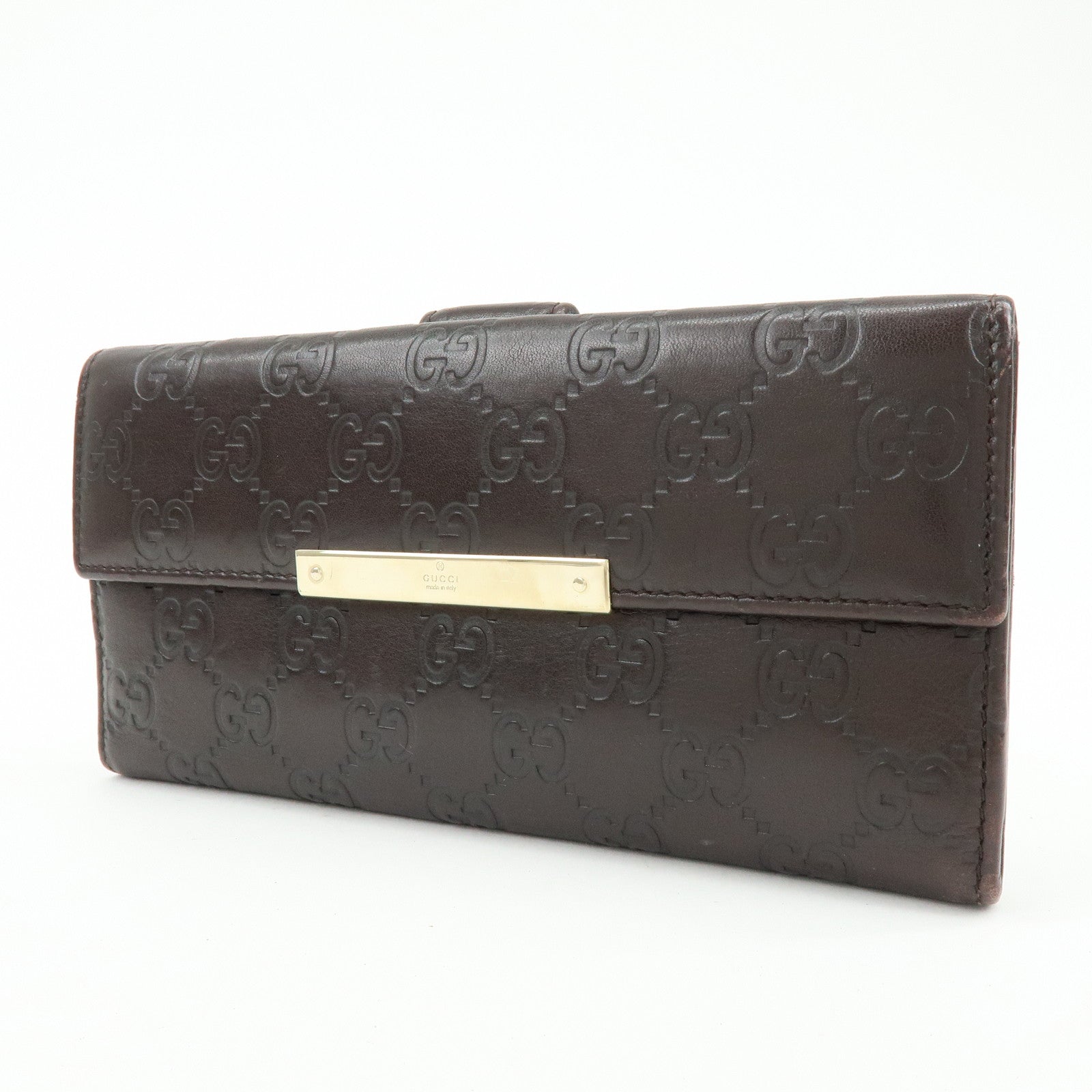 GUCCI Guccissima Leather Long Wallet Dark Brown 112715