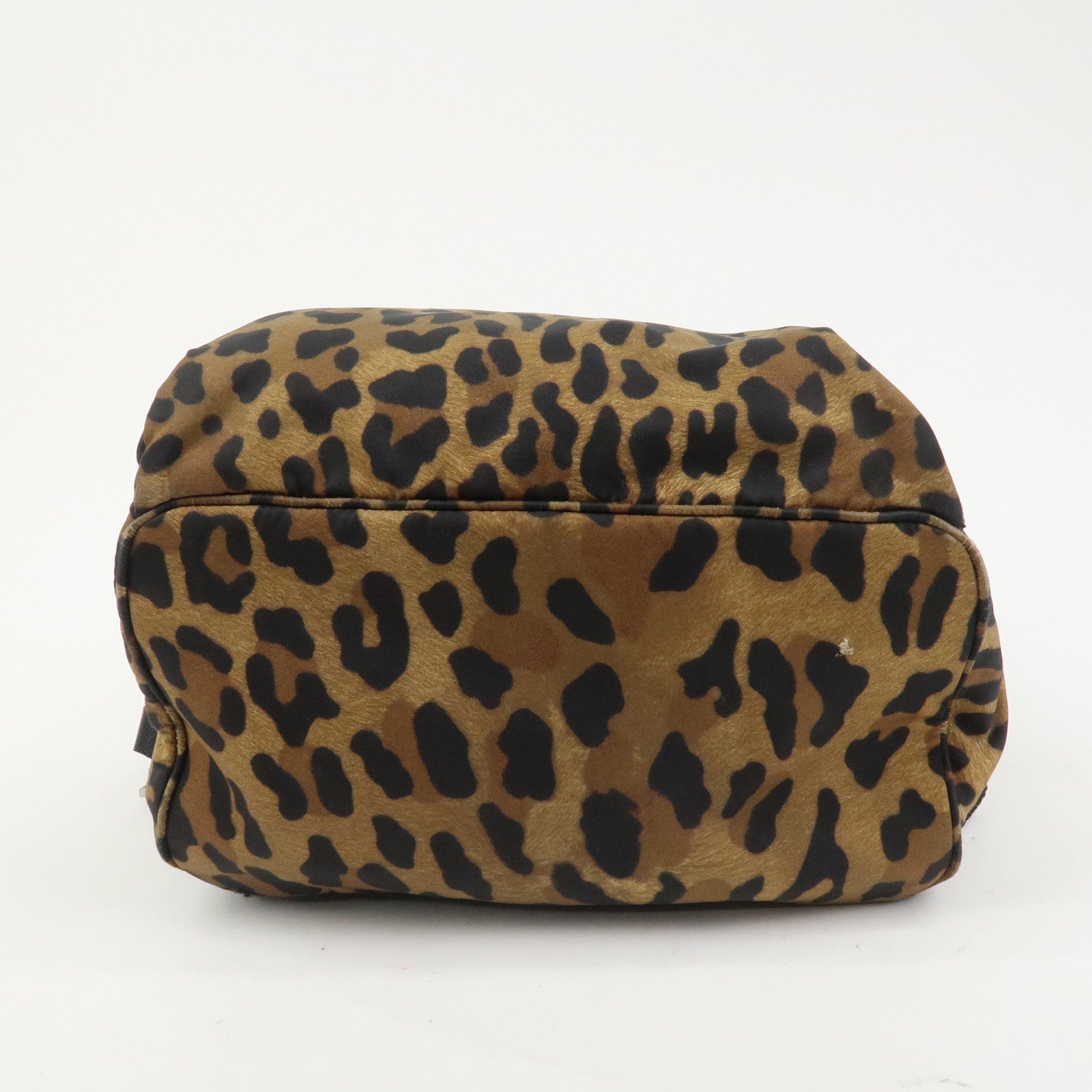 PRADA Nylon Leather Backpack Rucksack Leopard Black 1BZ001
