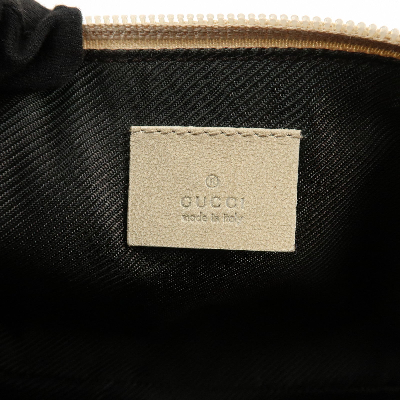 GUCCI Boat Bag GG Canvas Leather Hand Bag Pouch Beige Brown 07198