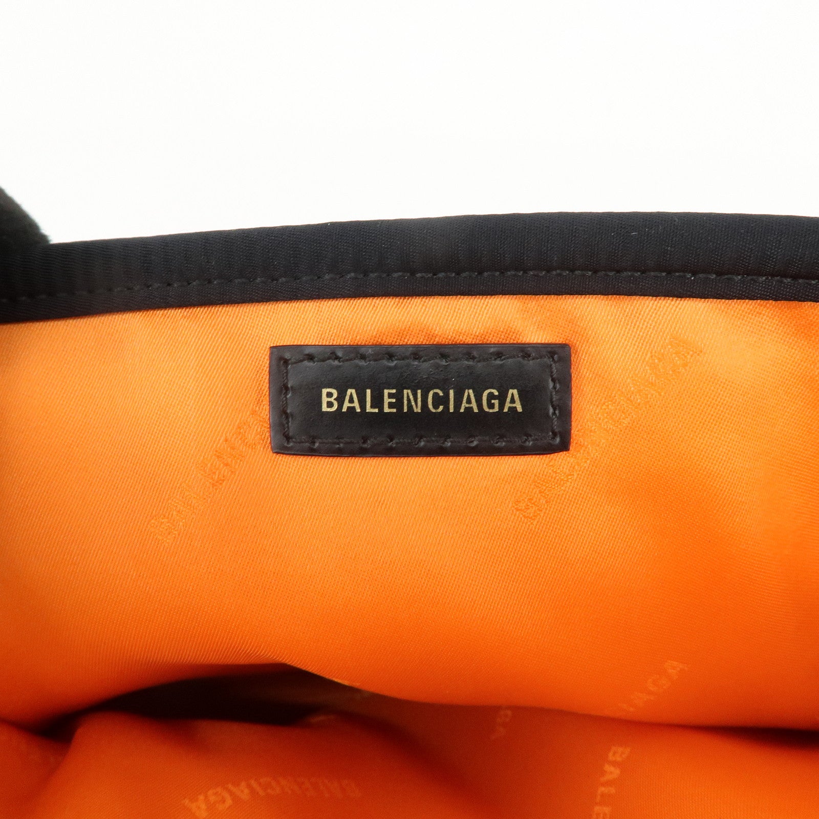 BALENCIAGA Navy Cabas XS Nylon Leather 2Way Bag Black 390346