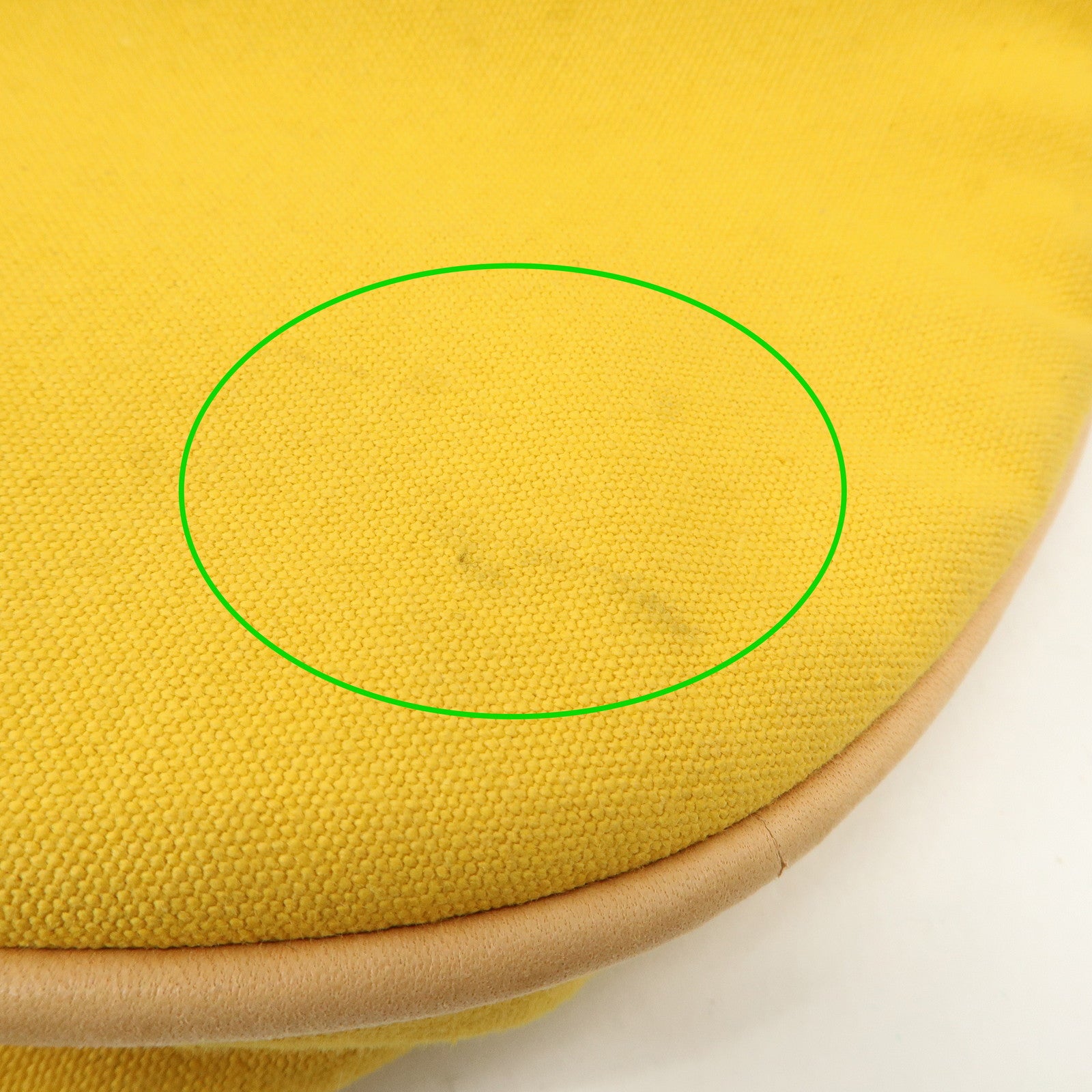 HERMES Porochon Mimil Canvas Leather PM Shoulder Bag Yellow Used