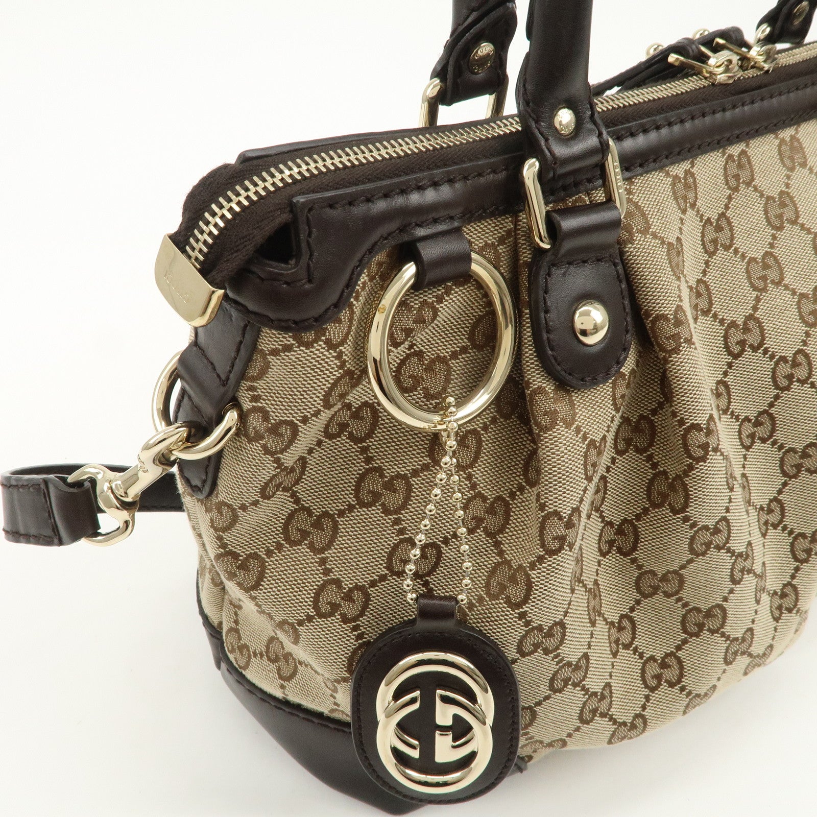 GUCCI Sukey Interlocking G Canvas Leather 2Way Shoulder Bag 247902