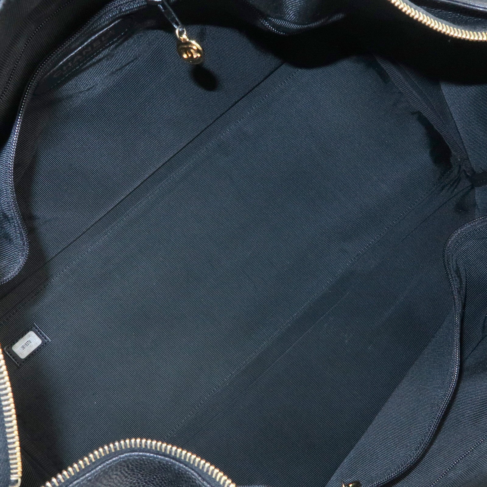 CHANEL COCO Mark Caviarskin Boston Bag Hand Bag Travel Bag Black