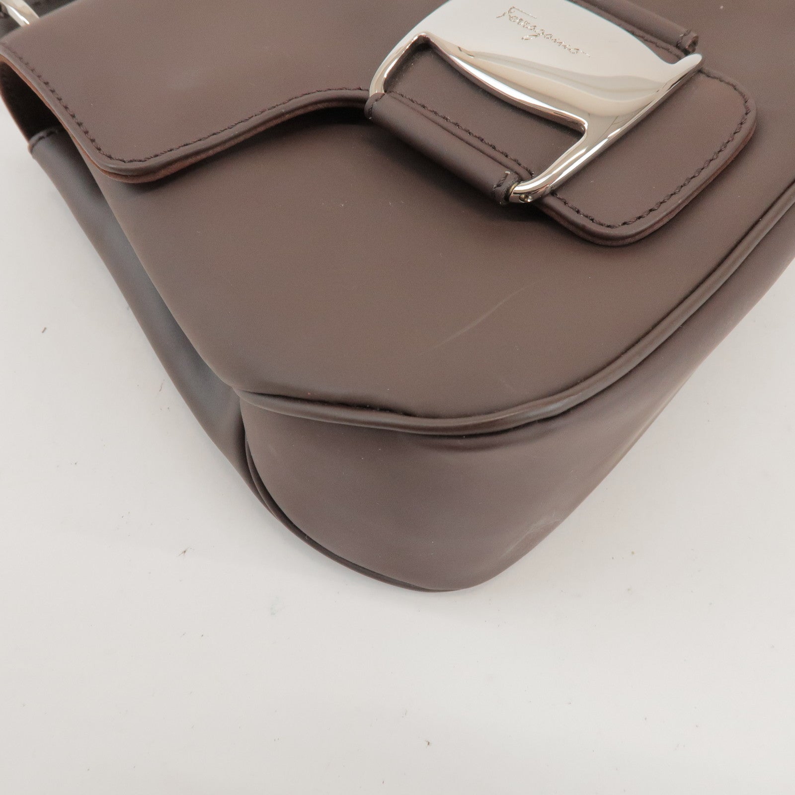 Ferragamo Vara Leather Shoulder Bag Crossbody Bag Brown