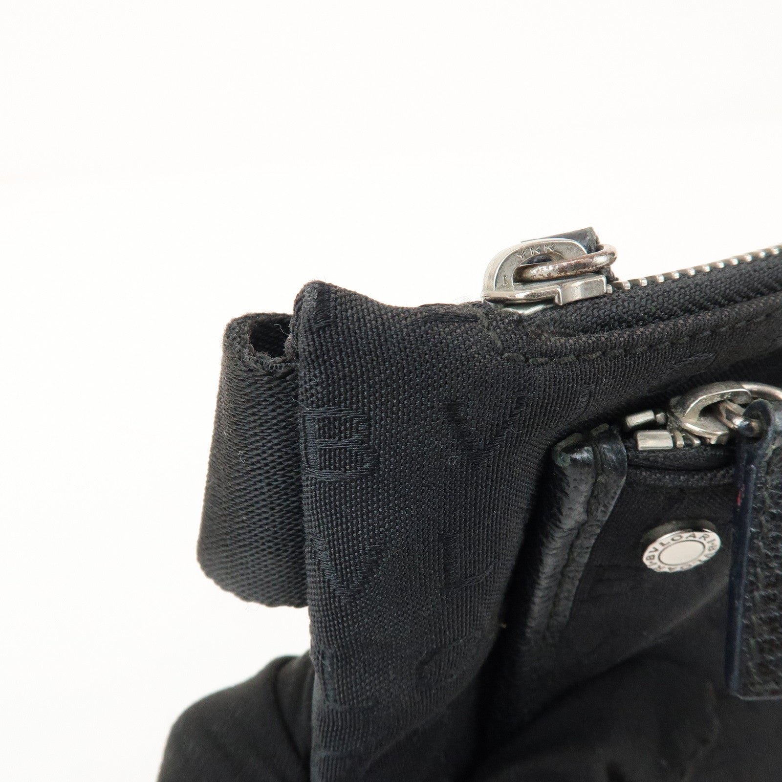 BVLGARI Logo Mania Canvas Leather Body Bag Waist Bag Black