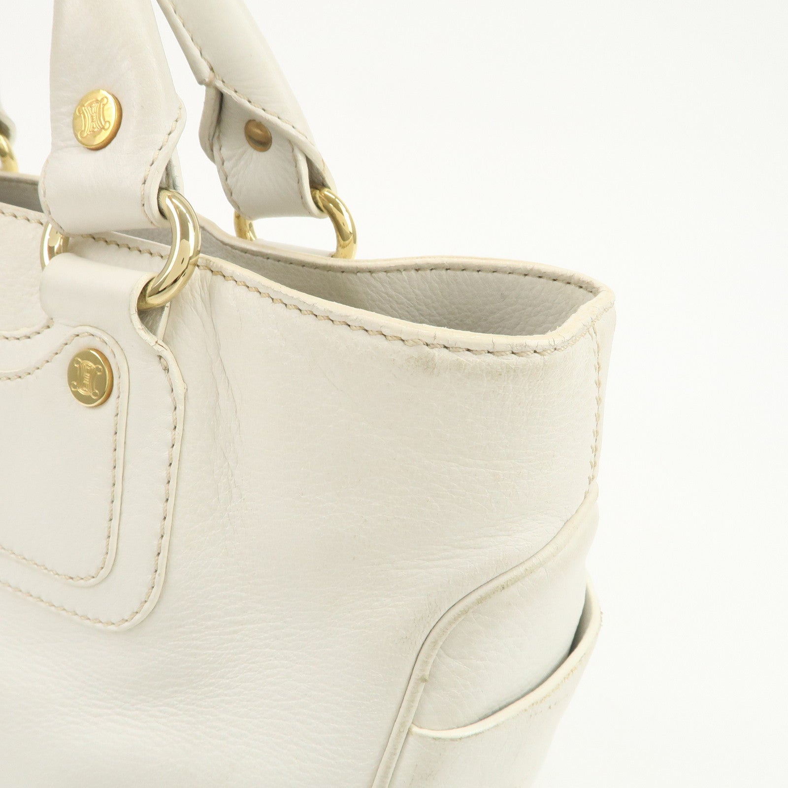 CELINE Leather Boogie Bag Hand Bag Tote Bag Ivory
