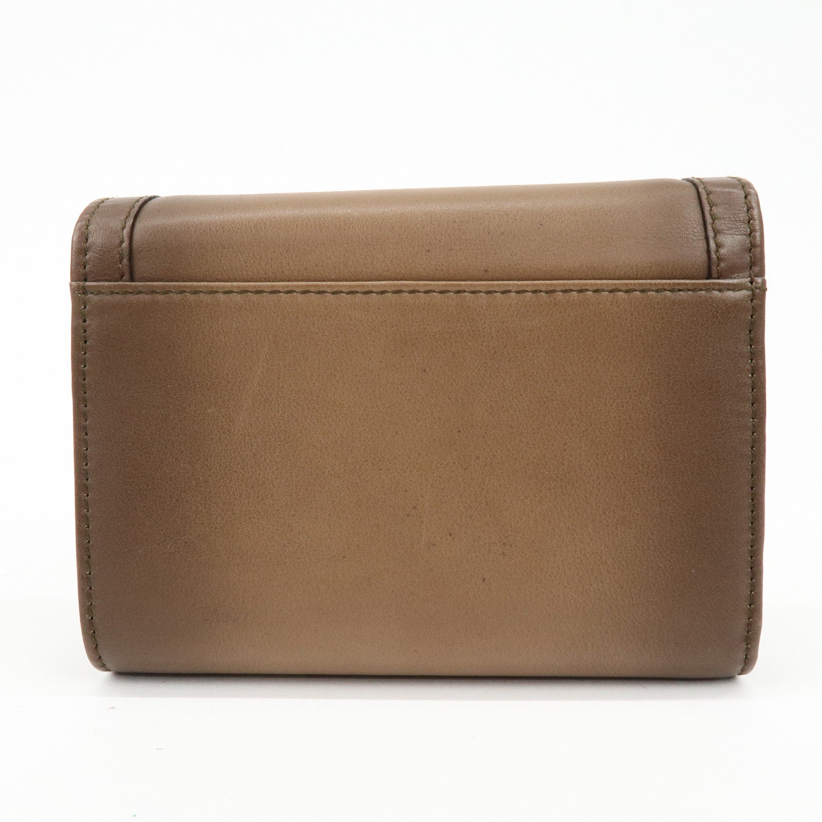 GUCCI Bamboo Leather Bi-fold Compact Wallet Brown 257017