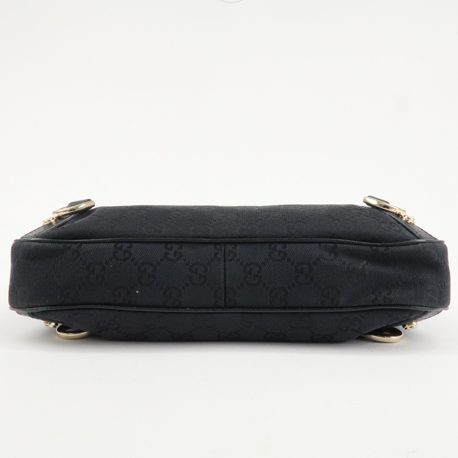 GUCCI Abbey GG Canvas Leather Shoulder Bag Black 130738 Used