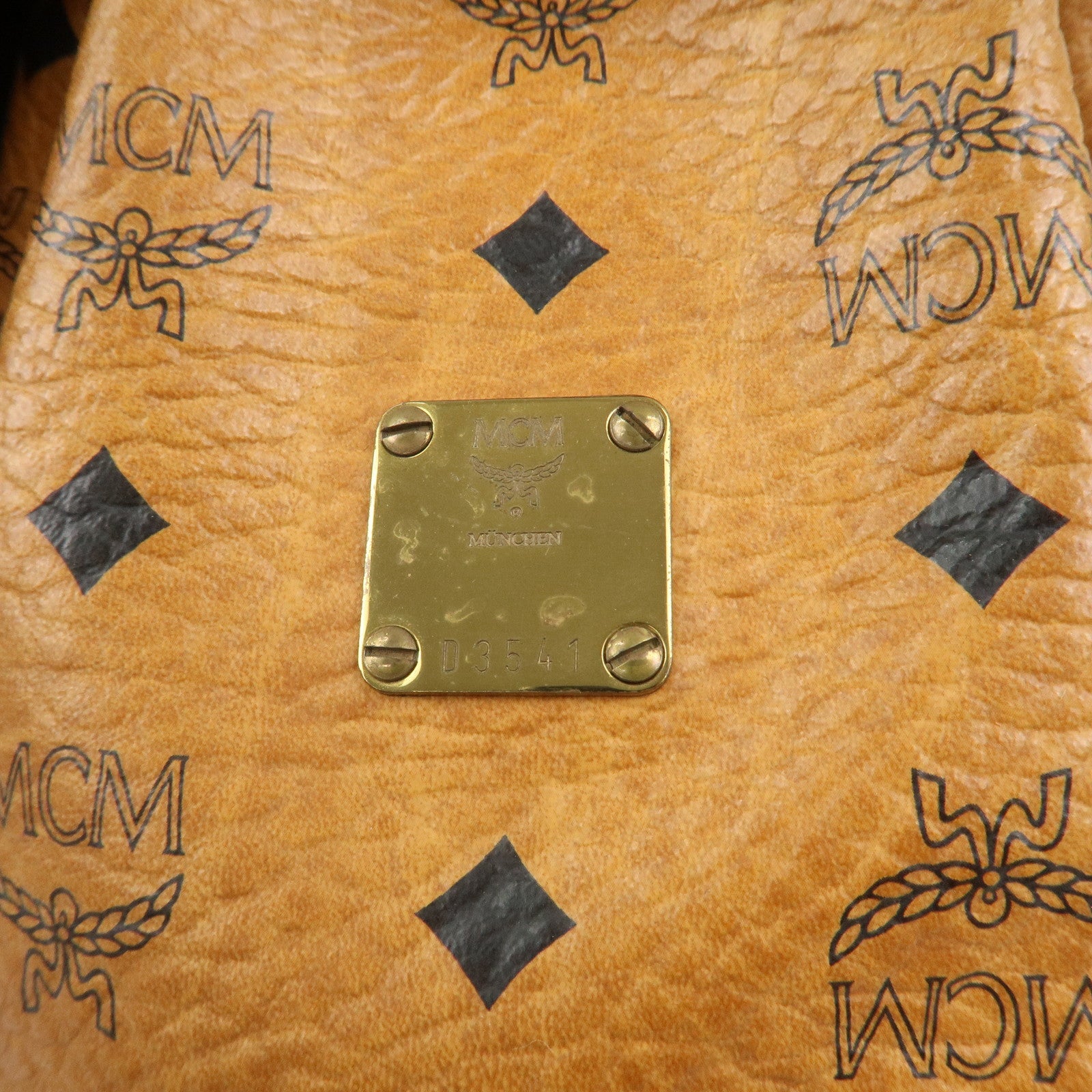 MCM Visetos Leather Drawstring Shoulder Bag Brown