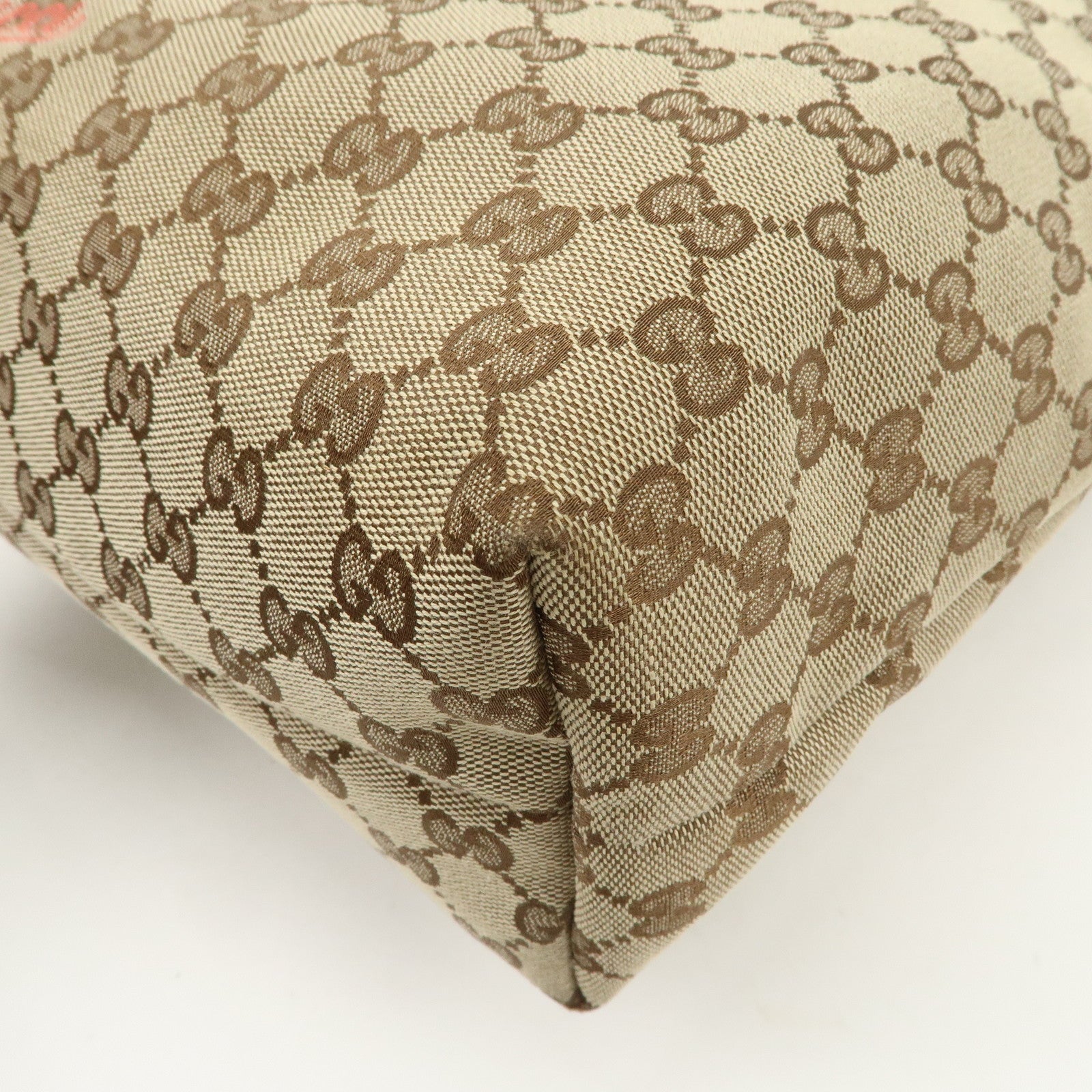 GUCCI GG Monogram Canvas Leather Tote Bag Beige Mushroom 163695