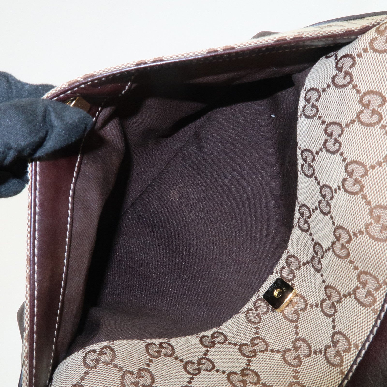 GUCCI GG Canvas Leather Tote Bag Hand Bag Brown Beige 145993