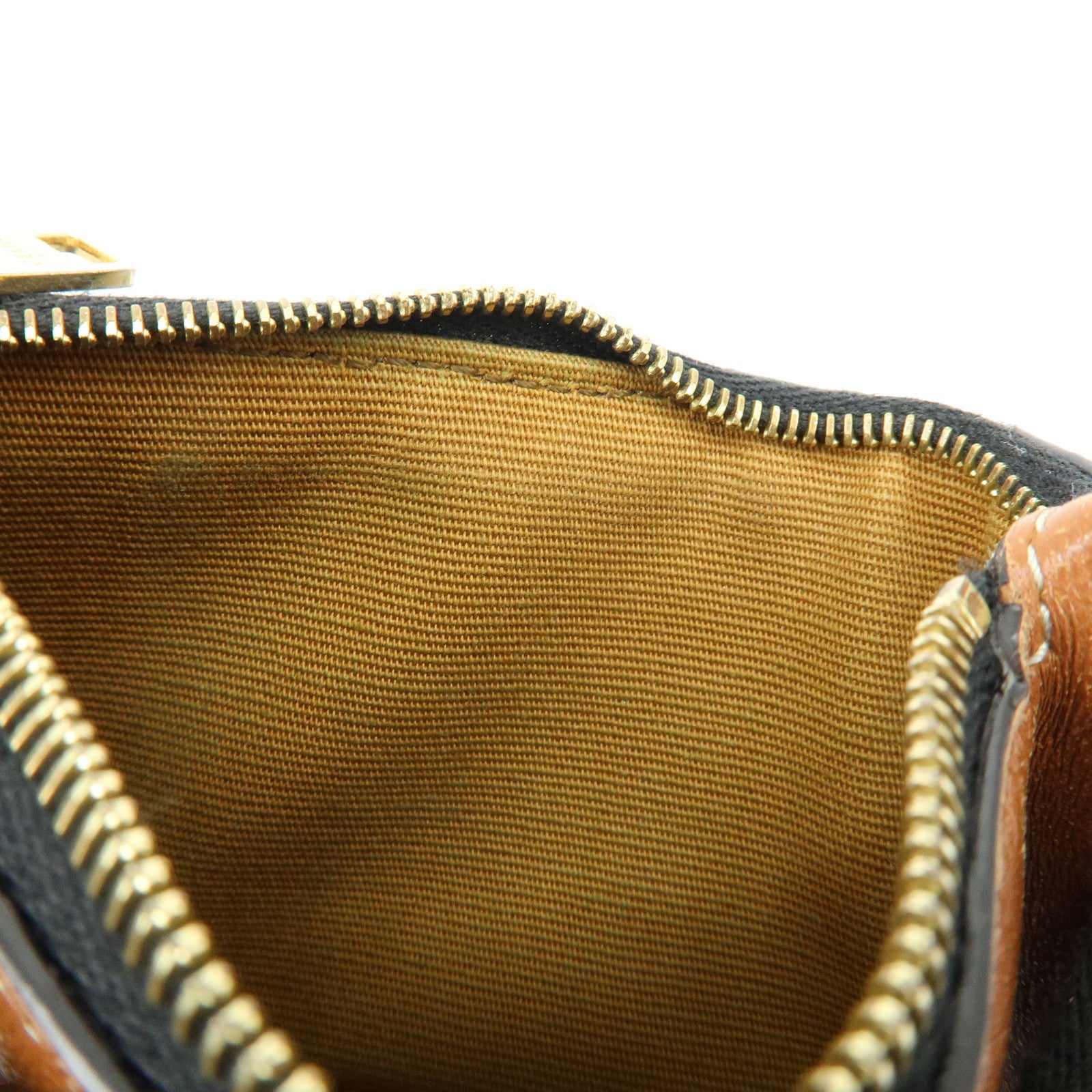 CELINE Triomphe Leather PVC Canvas Card Fragment Case Black Brown