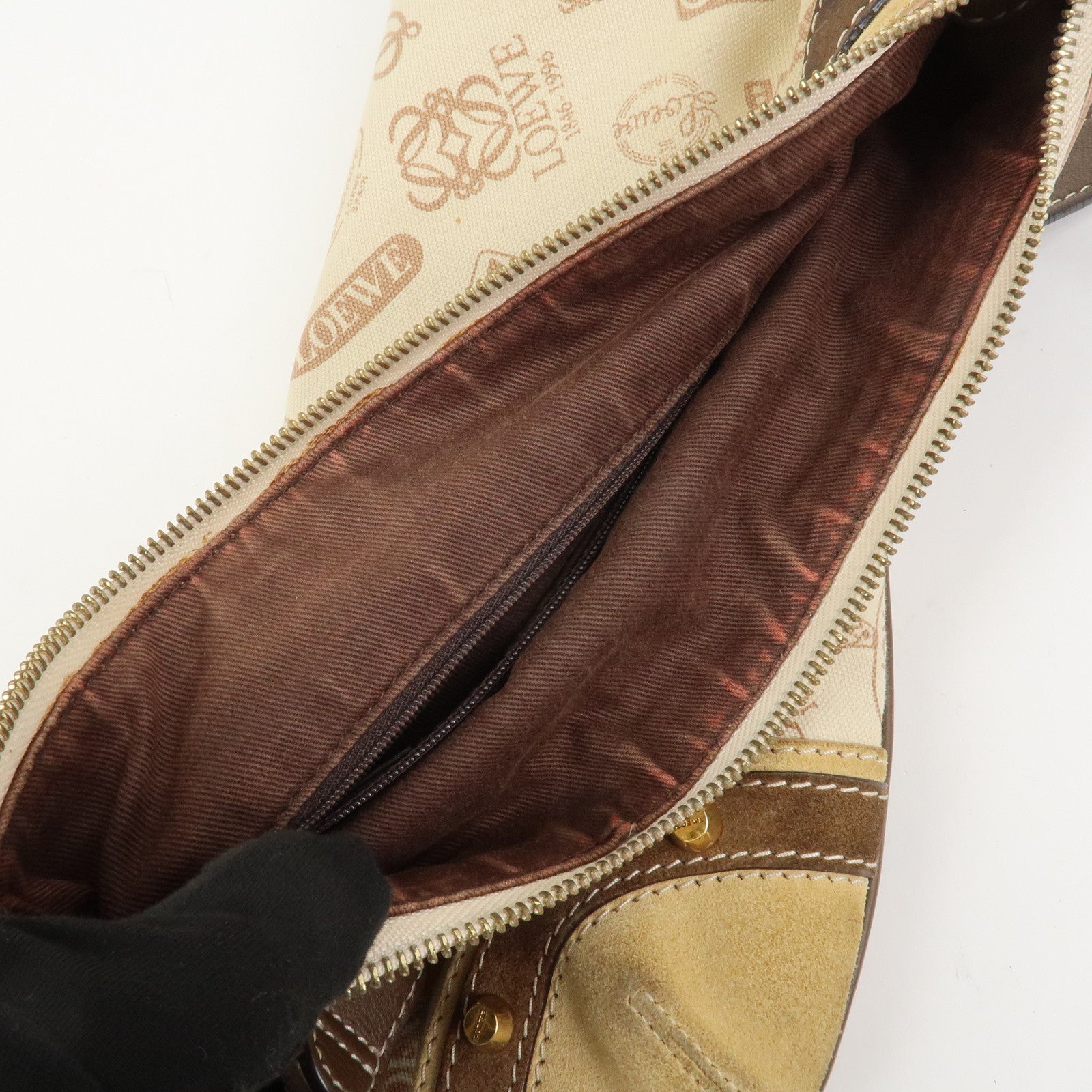 LOEWE Anagram Canvas Suede Leather 160th Anniversary Shoulder Bag
