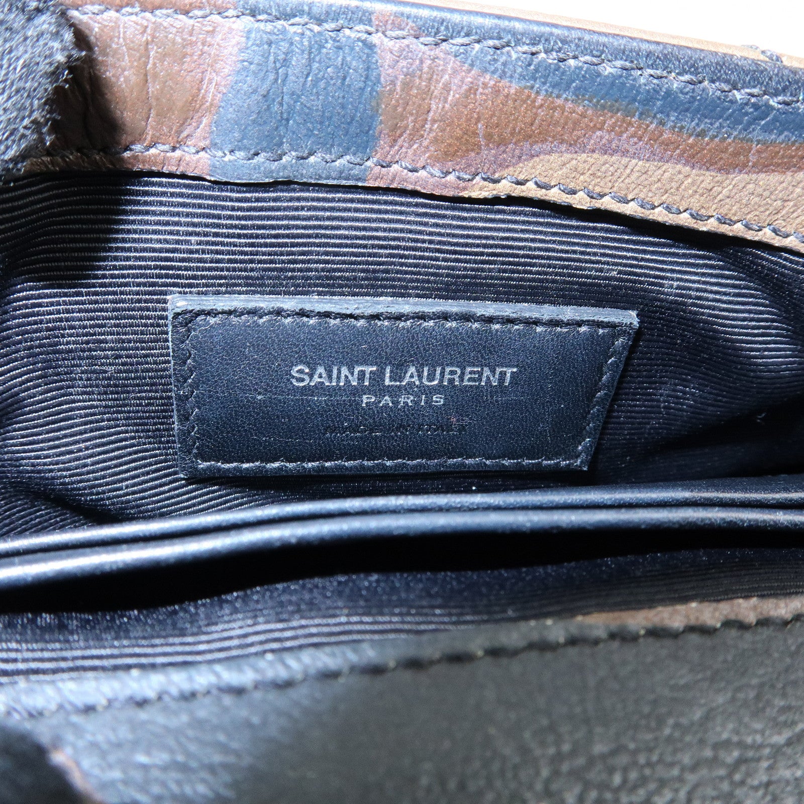 SAINT LAURENT PARIS College Mini Chain Shoulder Hand Bag Camouflage