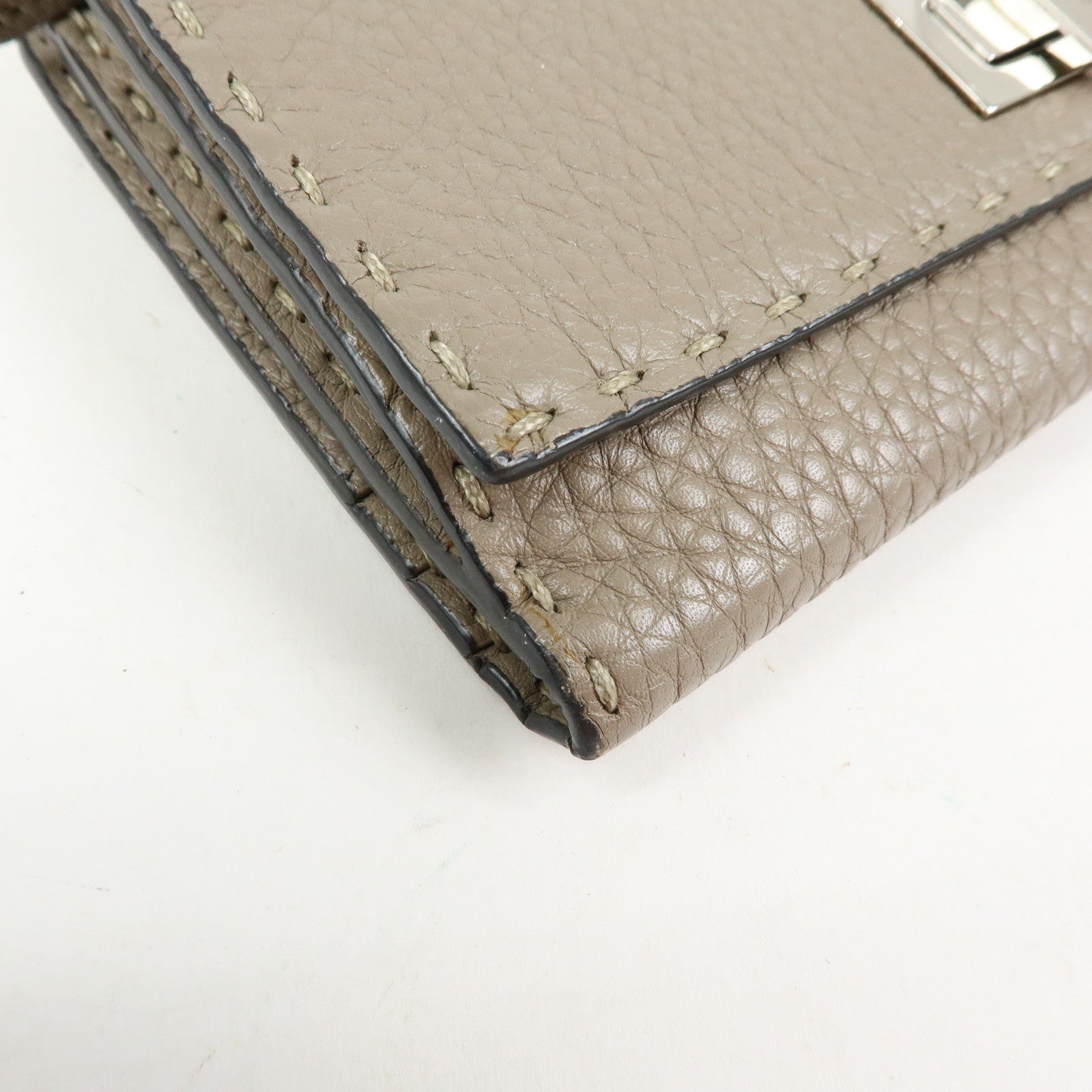FENDI Seleria Peekaboo Leather Continental Wallet Grey 8M0308