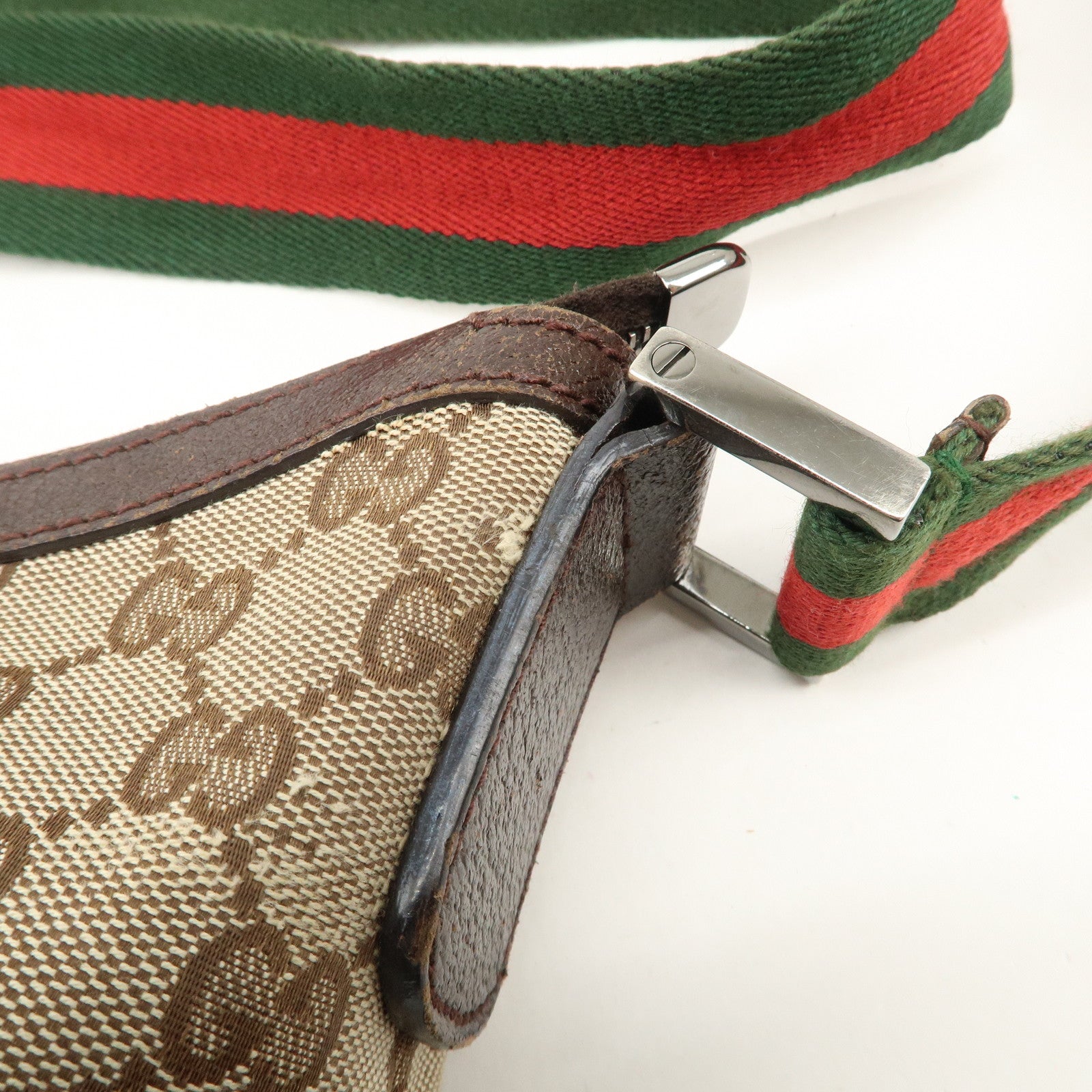 GUCCI Sherry GG Canvas Leather Shoulder Bag Beige Brown 181092 Used