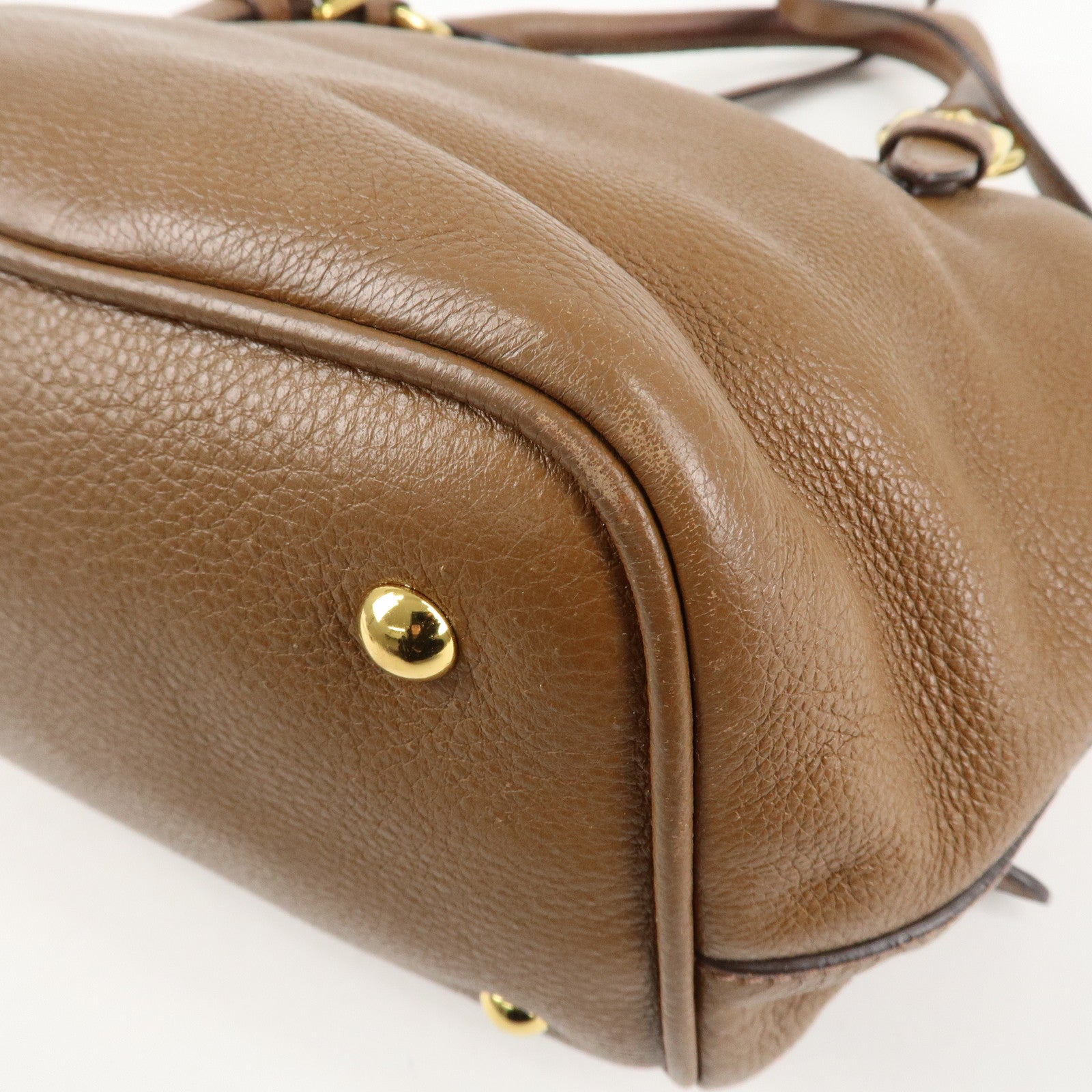 MIU MIU Vitello Phenix Leather Shoulder Bag Hand Bag Brown RN0886 Used