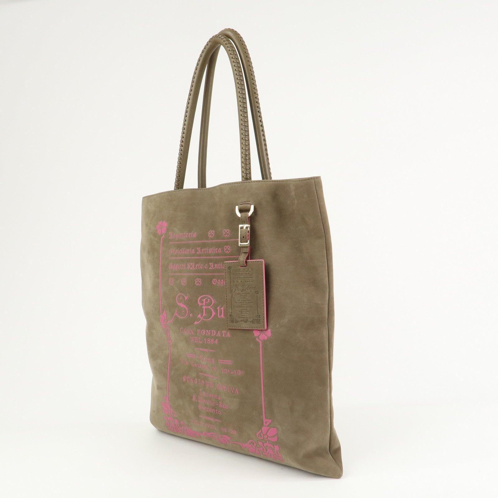 BVLGARI Collezione Leather Tote Bag Hand Bag Brown EK.C10.31337
