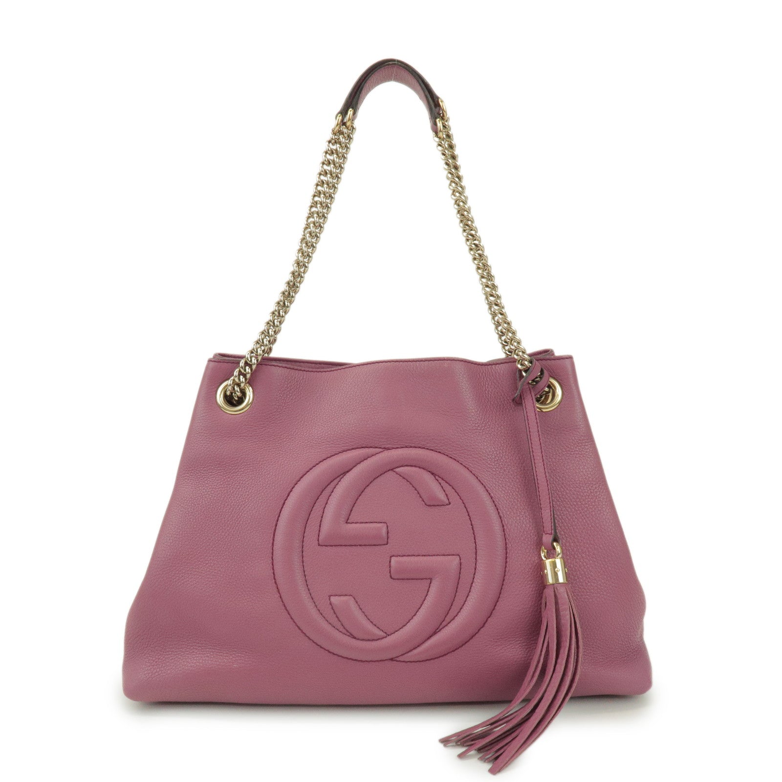 GUCCI SOHO Interlocking G Leather Chain Shoulder Bag Pink 308982