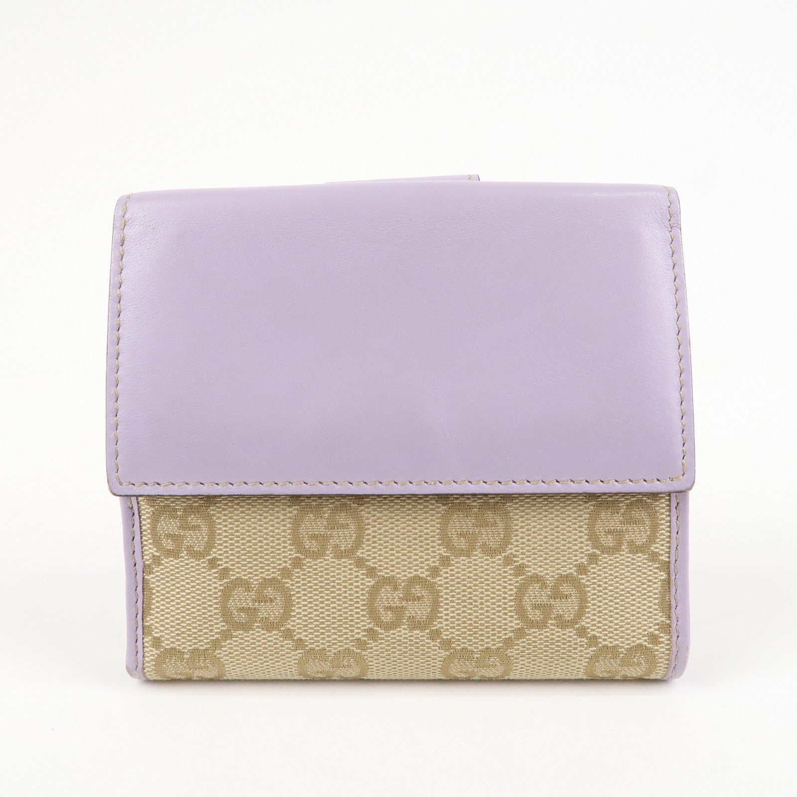GUCCI Lovely Heart GG Canvas Leather W Hook Bi-Fold Wallet 203549 Used