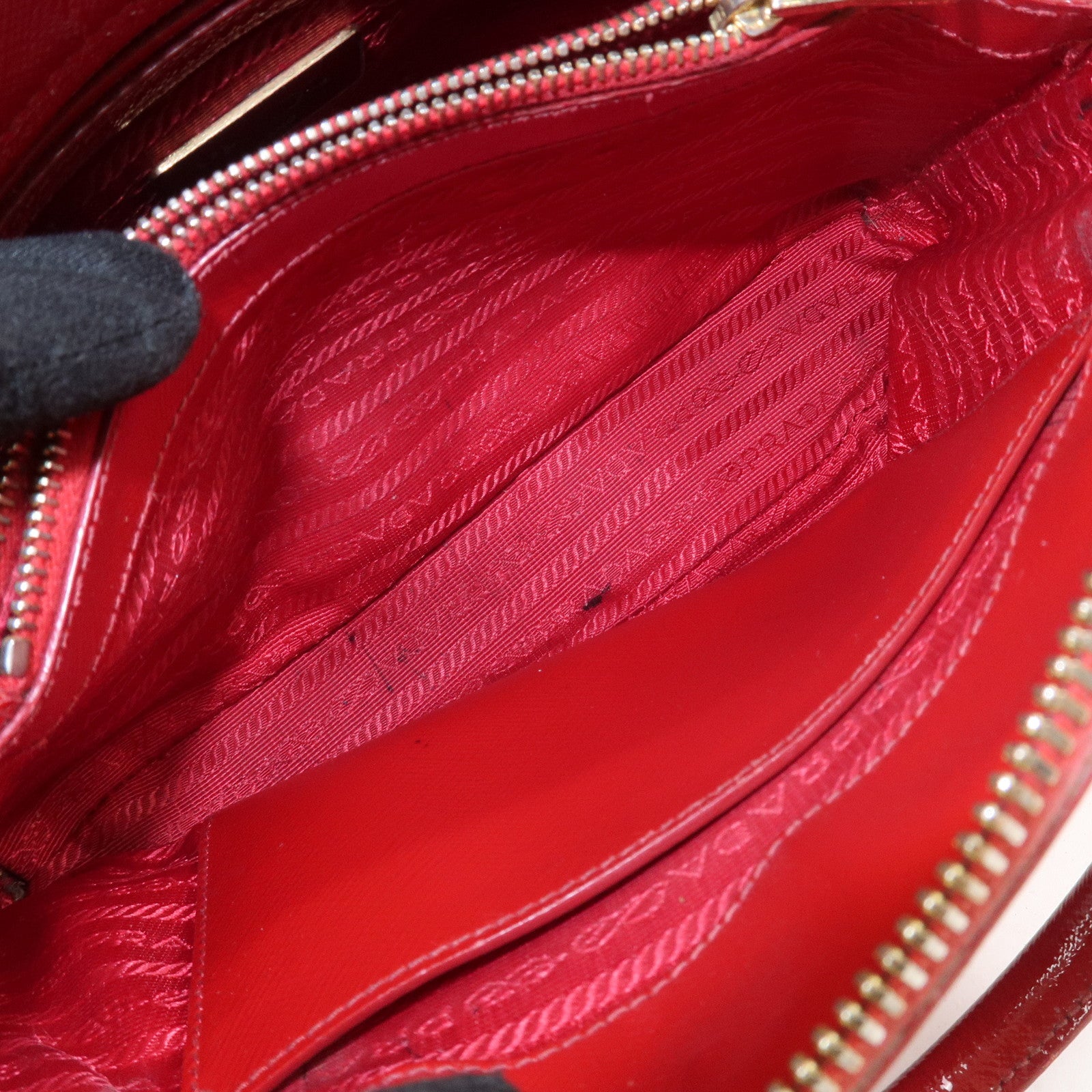 PRADA Promenade Small Leather 2Way Hand Shoulder Bag Red BL0838