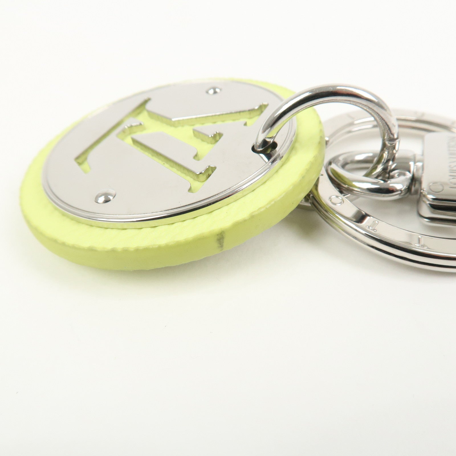 Louis Vuitton Circle Leather Metal Bag Charm Key Chain Lime M02470