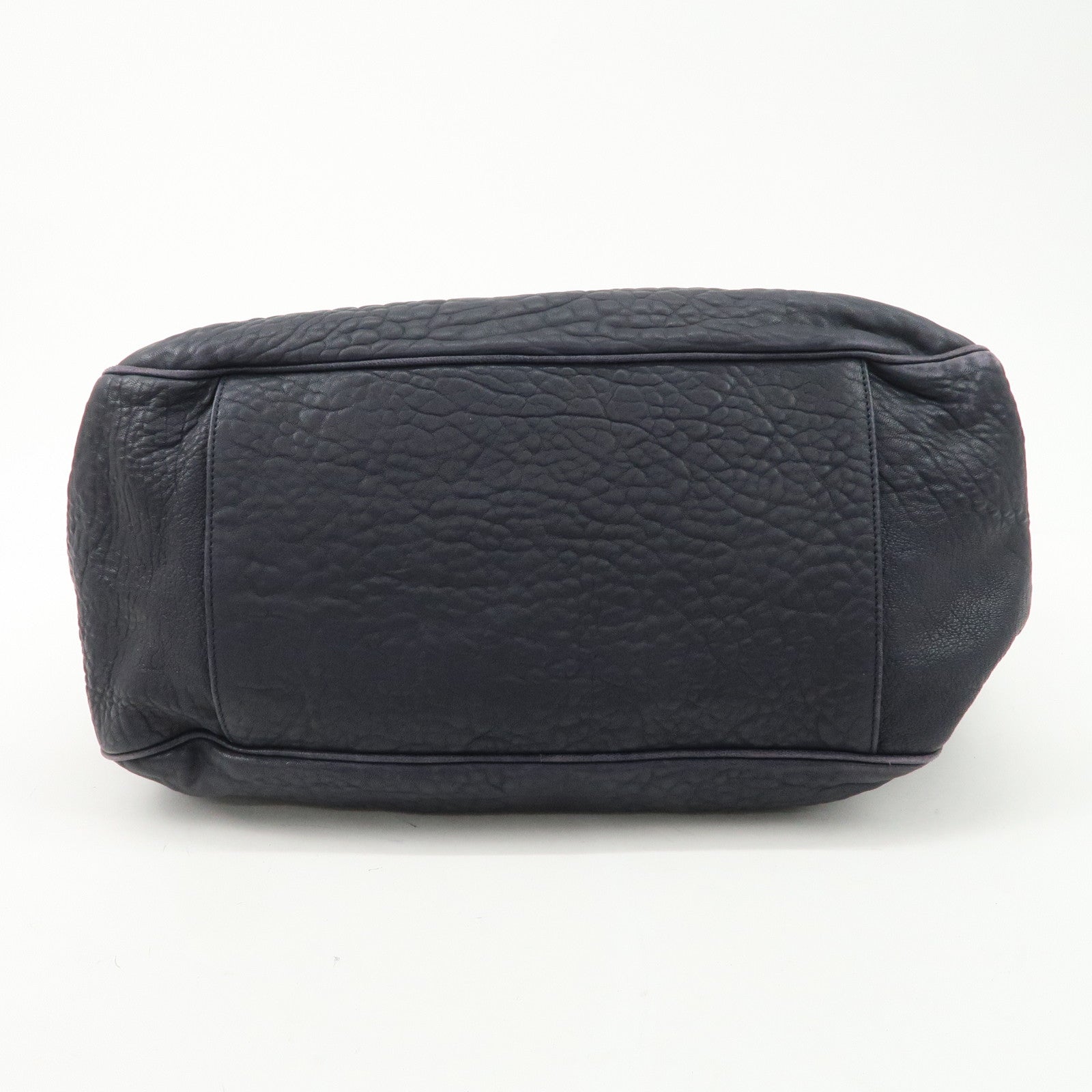 SAINT LAURENT Leather One Shoulder Bag Hand Bag Navy Silver HDW