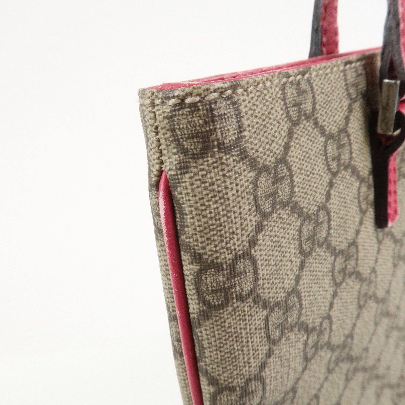 GUCCI GG Supreme Leather Tote Bag Hand Bag Beige Pink 117551