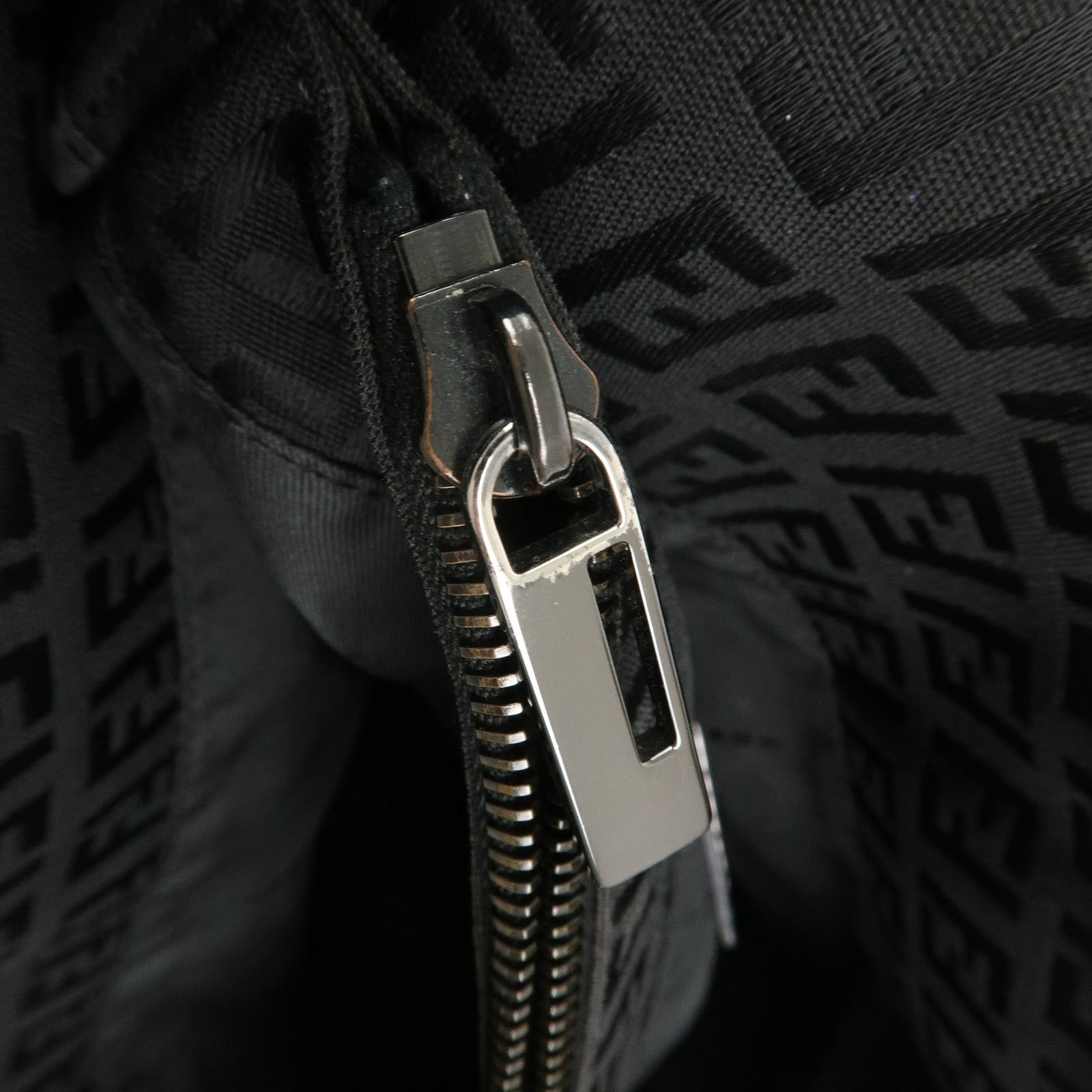 FENDI Zucchino Canvas Leather Hand Bag Tote Bag Dark Brown 8BH132