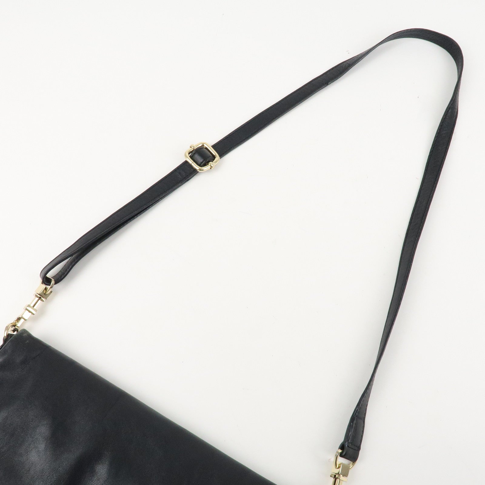 Tory Burch Leather 2Way Bag Shoulder Bag Black Gold HDW Used