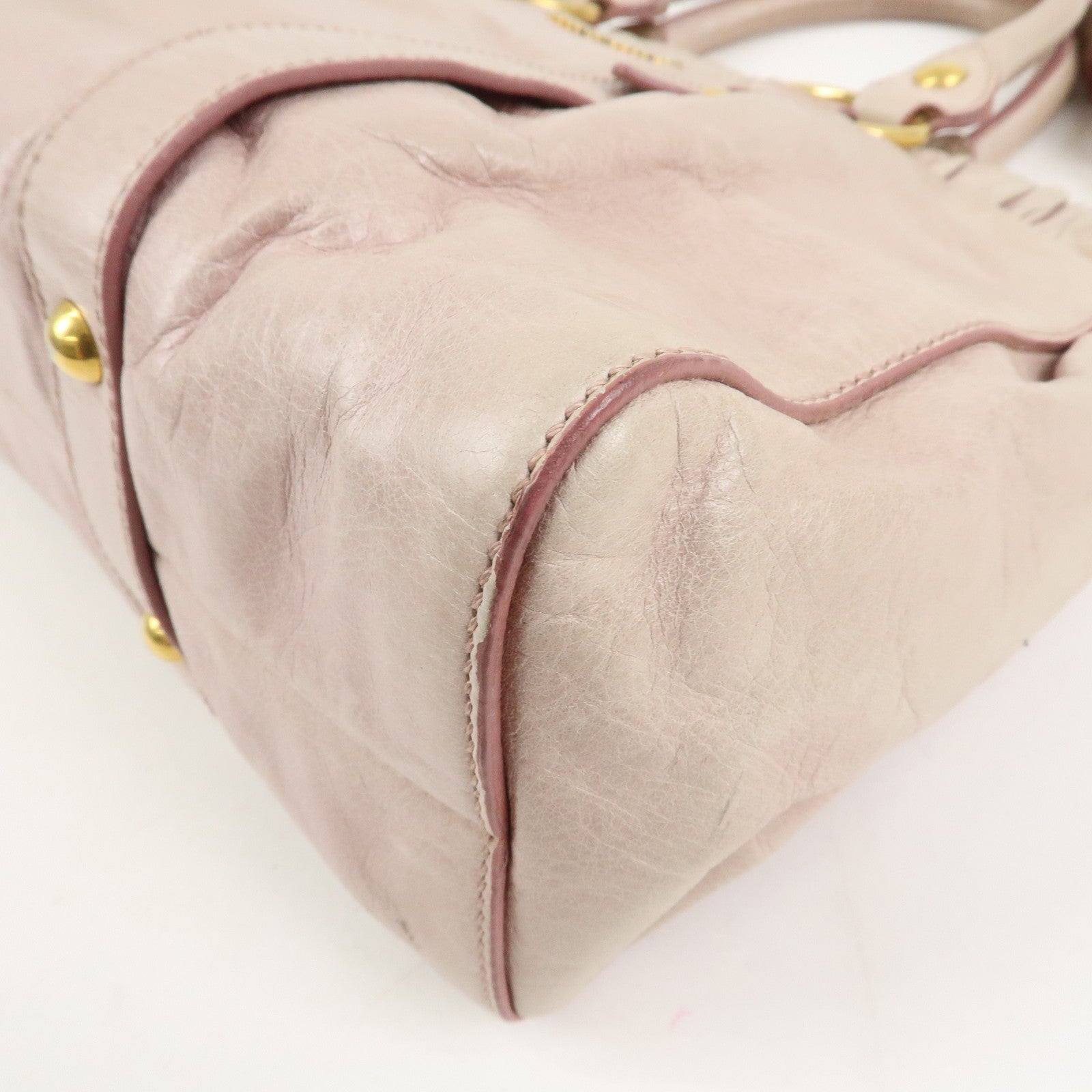MIU MIU Logo Leather 2Way Bag Shoulder Bag Hand Bag Pink RT0383