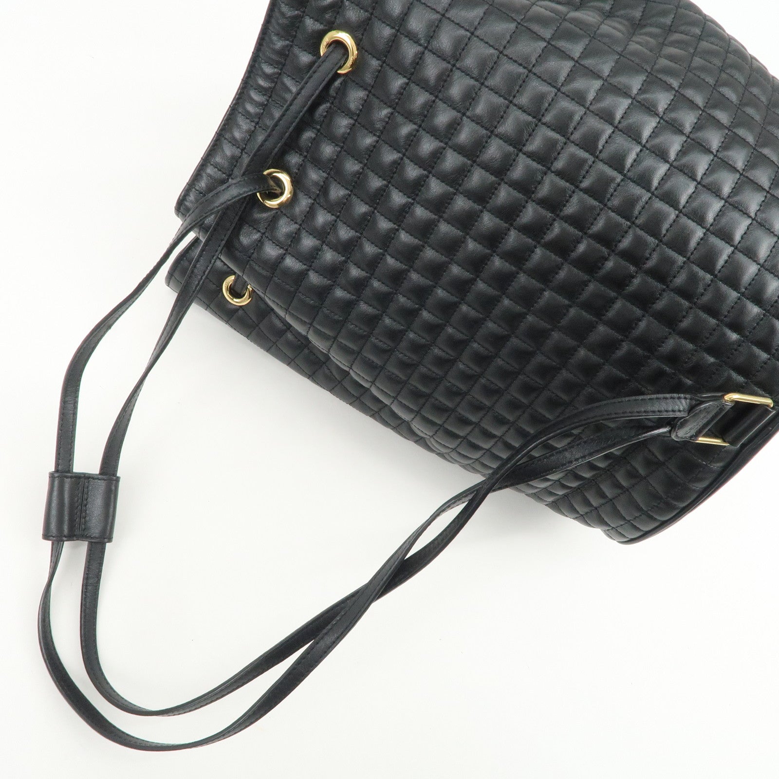 CELINE Logo Leather Backpack Rucksuck Shoulder Bag Black