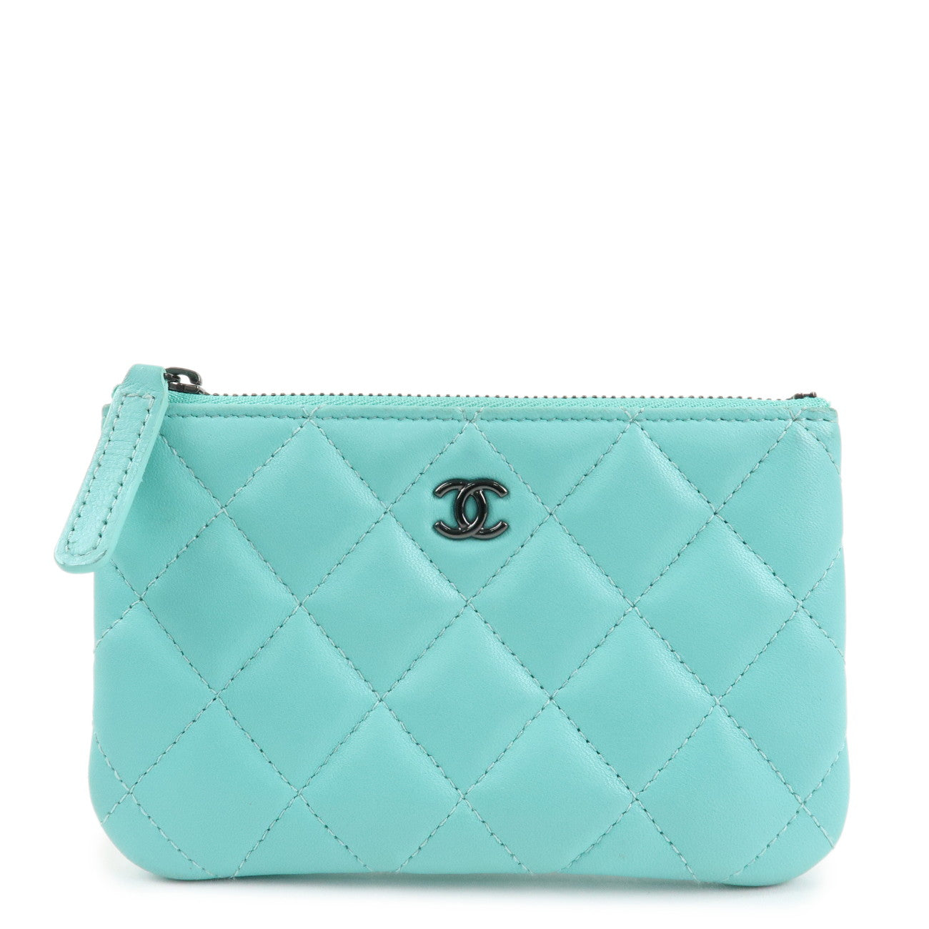 CHANEL Matelasse Caviarskin Classic Mini Pouch Blue A82365 Used