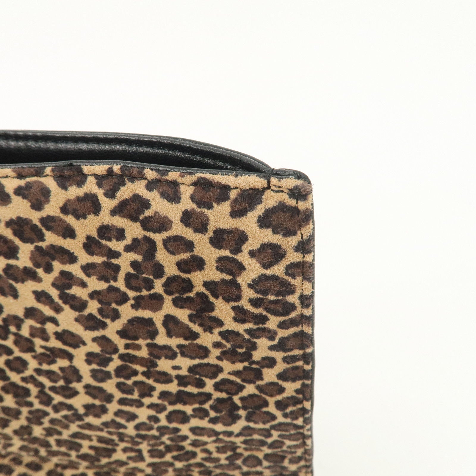 LOEWE Leather Tote Bag Hand Bag Leopard Brown Black Gold HDW Used