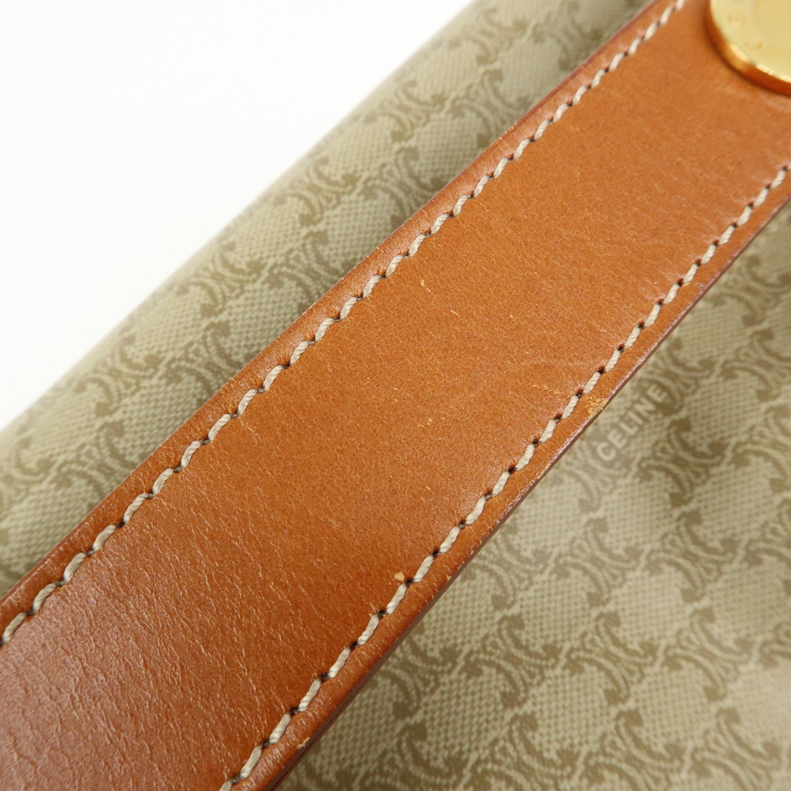 CELINE Macadam PVC Leather Hand Bag Cosmetic Pouch Beige