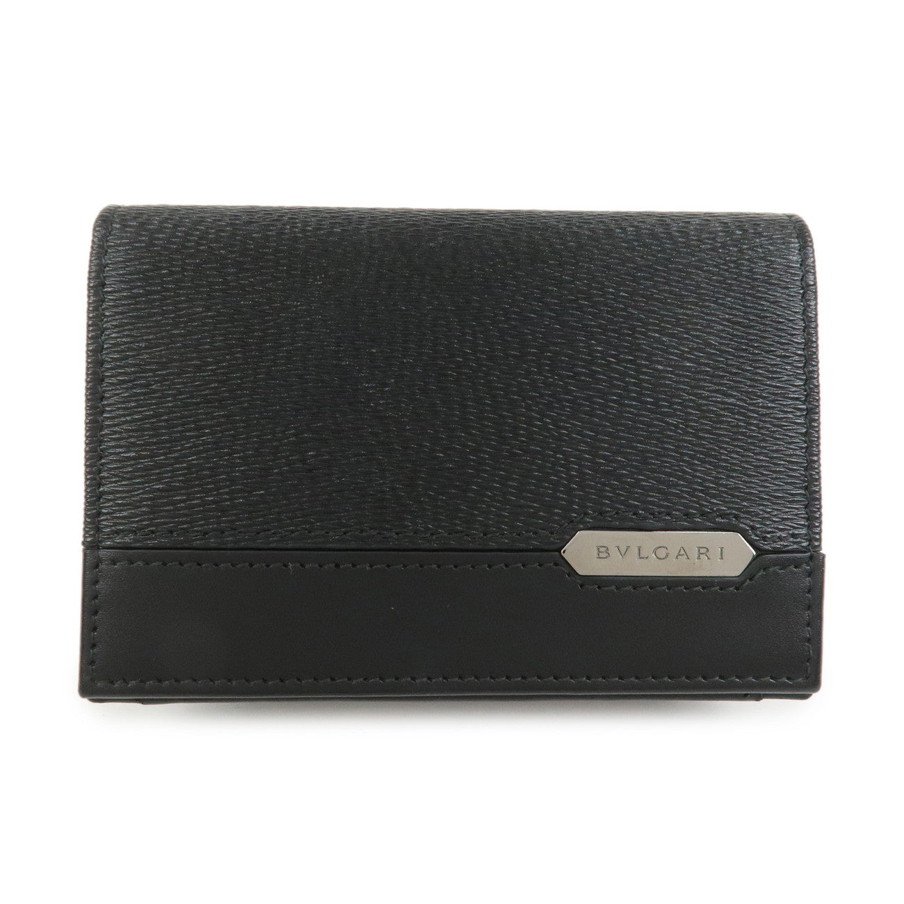 BVLGARI Leather Card Case Card Holder Black