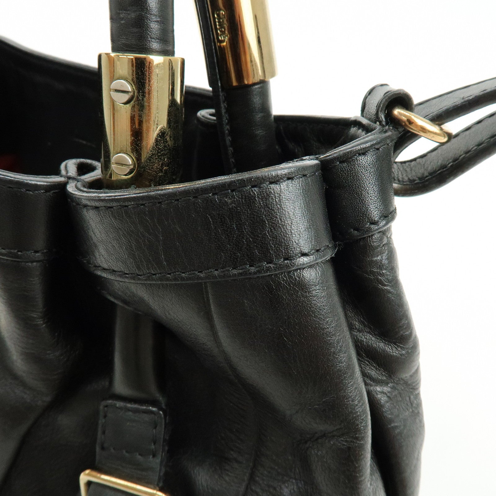 Chloe Victoria Leather 2Way Bag Shoulder Bag Black