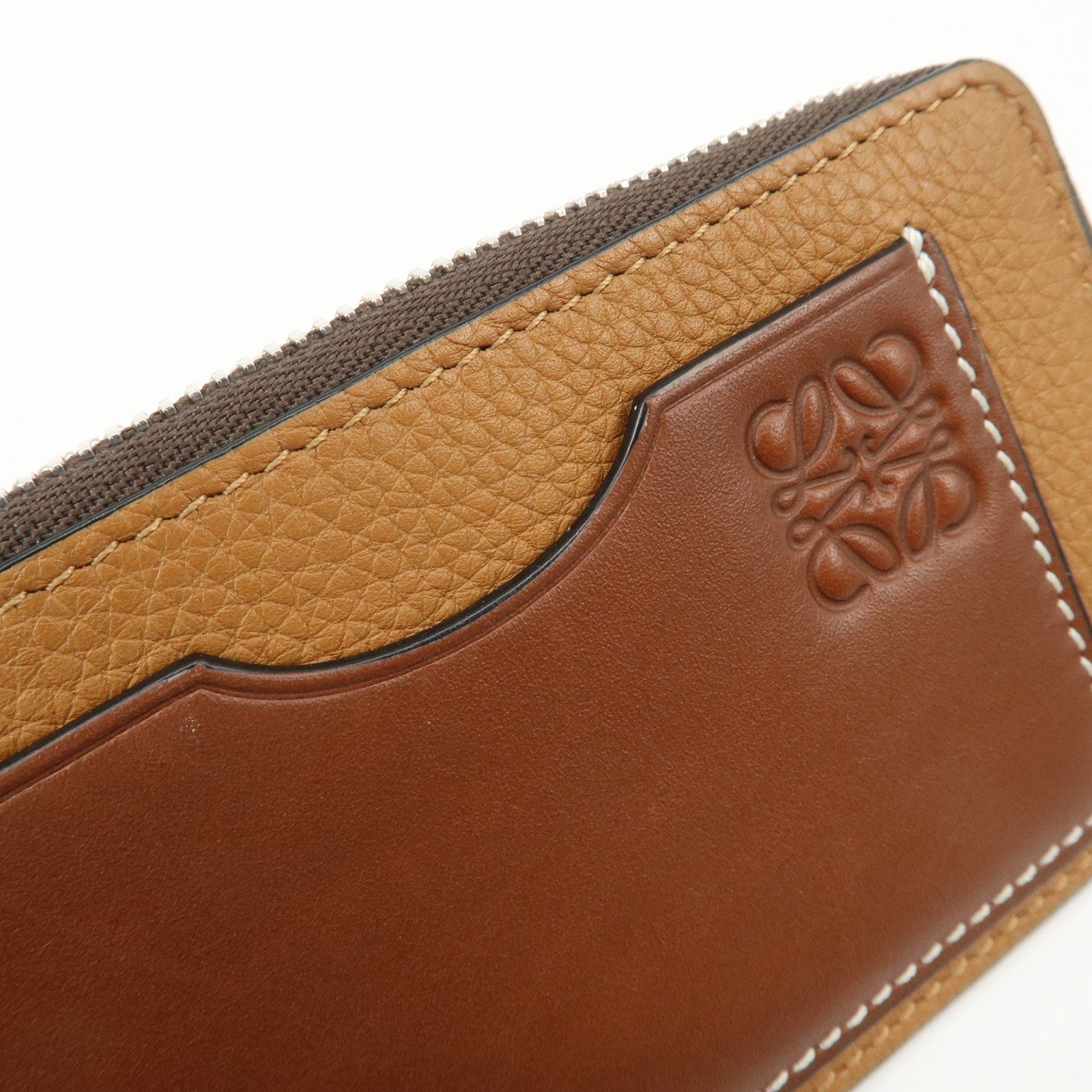 LOEWE Anagram Leather Coin Case Fragment Case Beige Brown