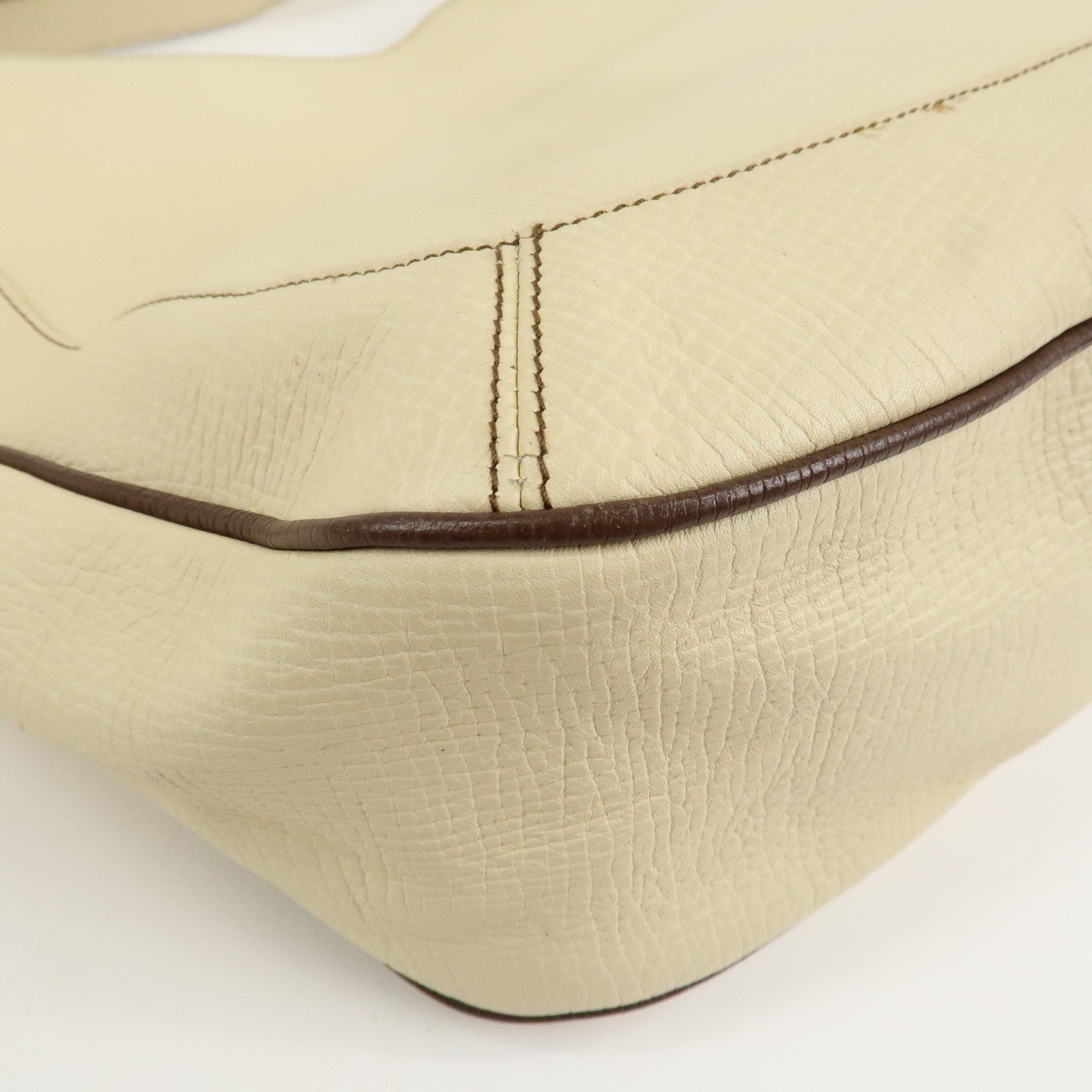 LOEWE Logo Leather Shoulder Bag Hand Bag Ivory