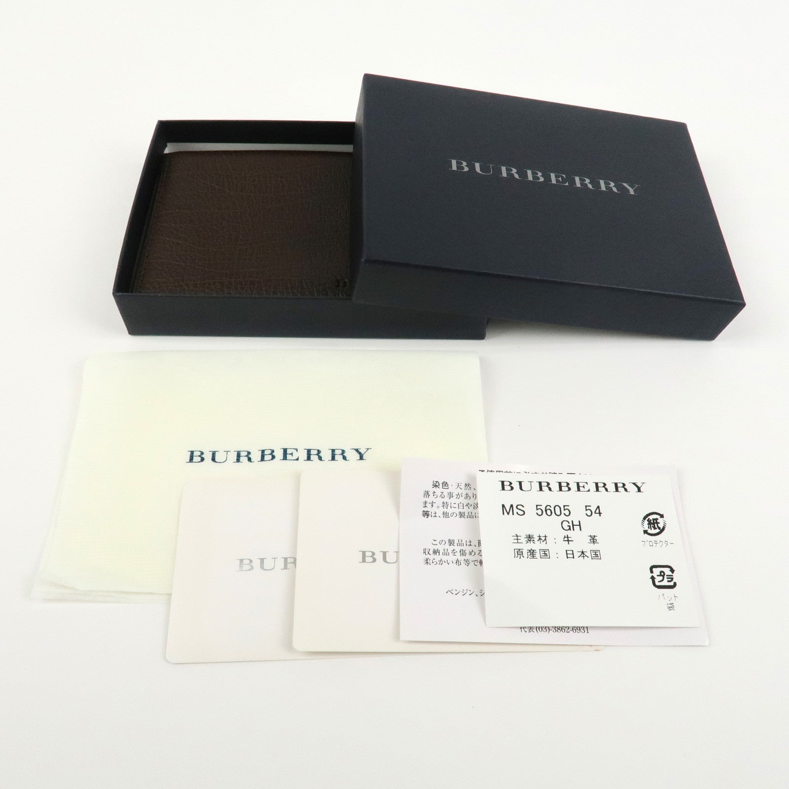 BURBERRY Calf Leather Card Case Card Holder Fragment Case Brown