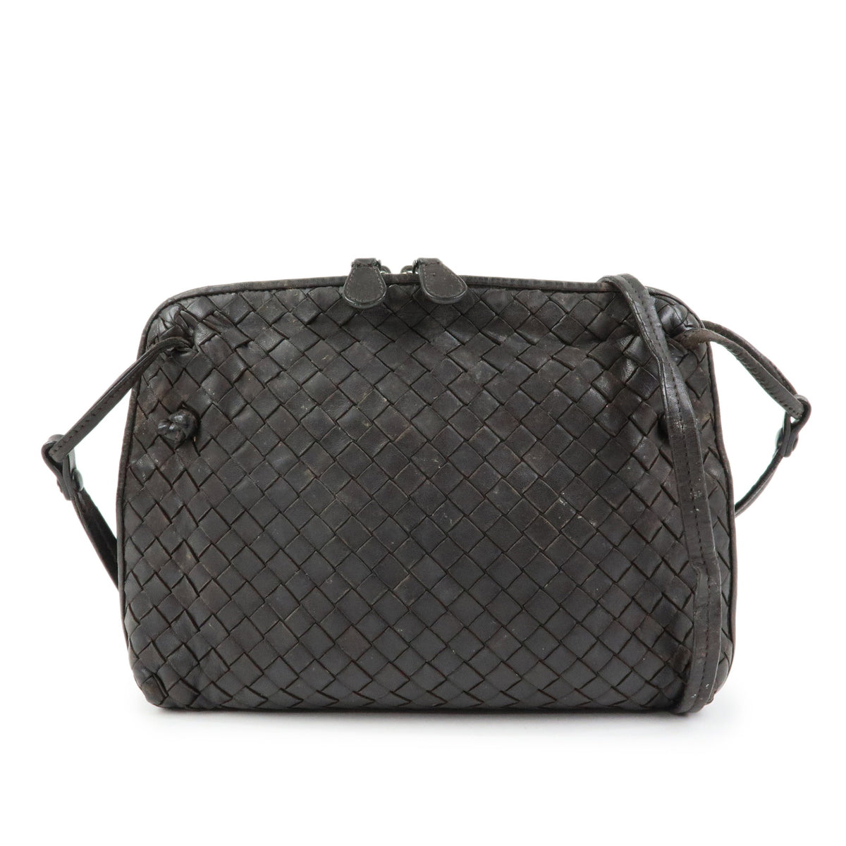 BOTTEGA VENETA Intrecciato Nodini Leather Shoulder Bag Brown 245354