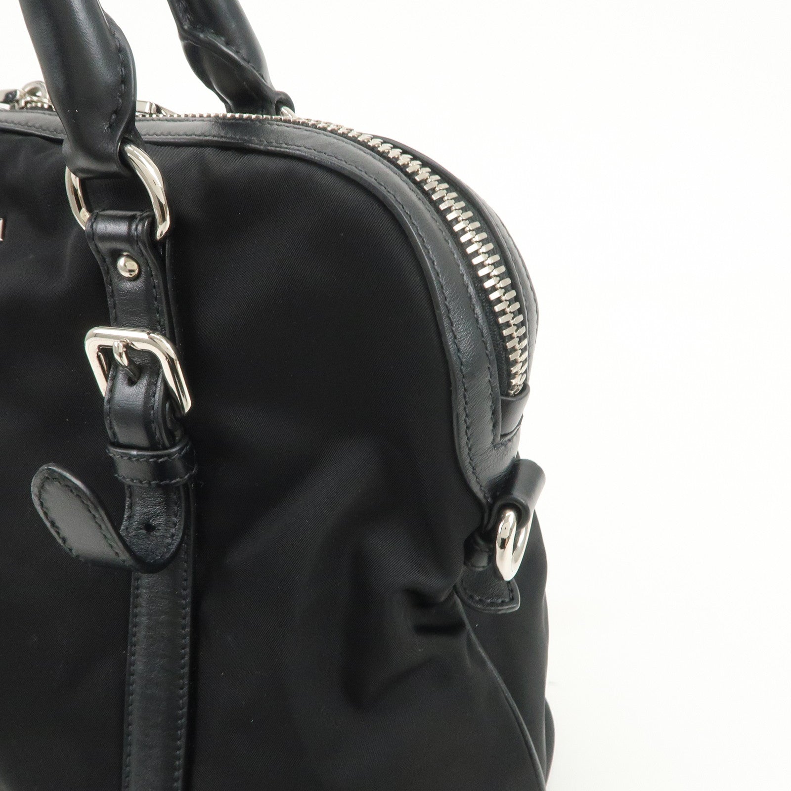 PRADA Nylon Leather 2Way Bag Hand Bag Shoulder Bag Black 1BB912