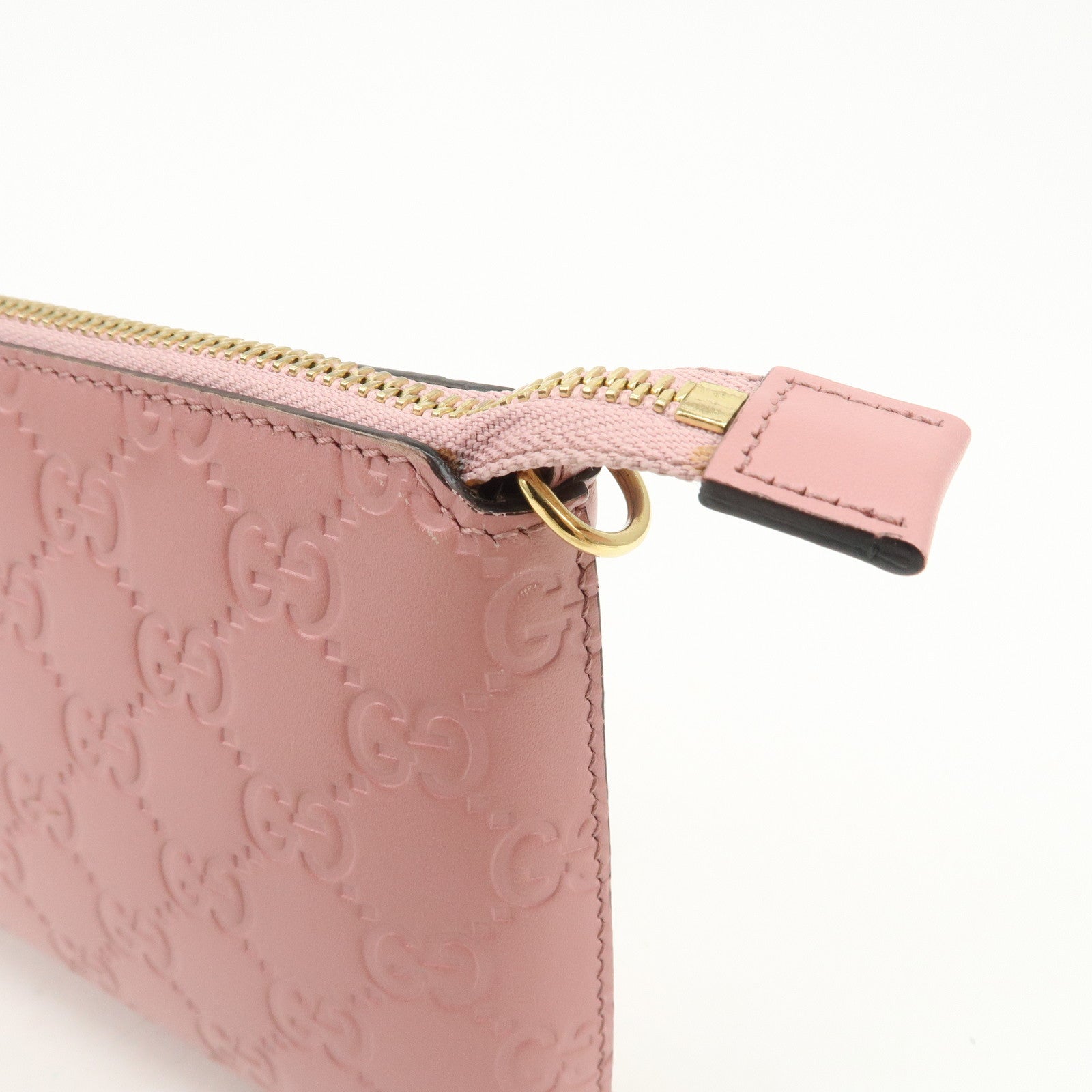 GUCCI Guccissima Leather Logo Chain Shoulder Bag Pink 428449