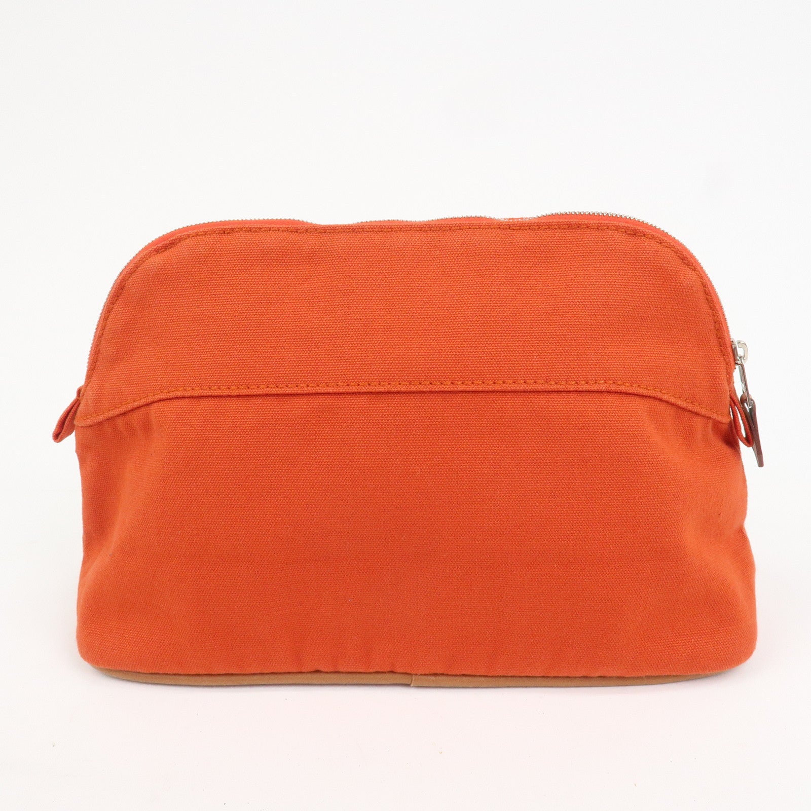 HERMES Canvas Leather Bolide Pouch MM Cosmetic Pouch Orange