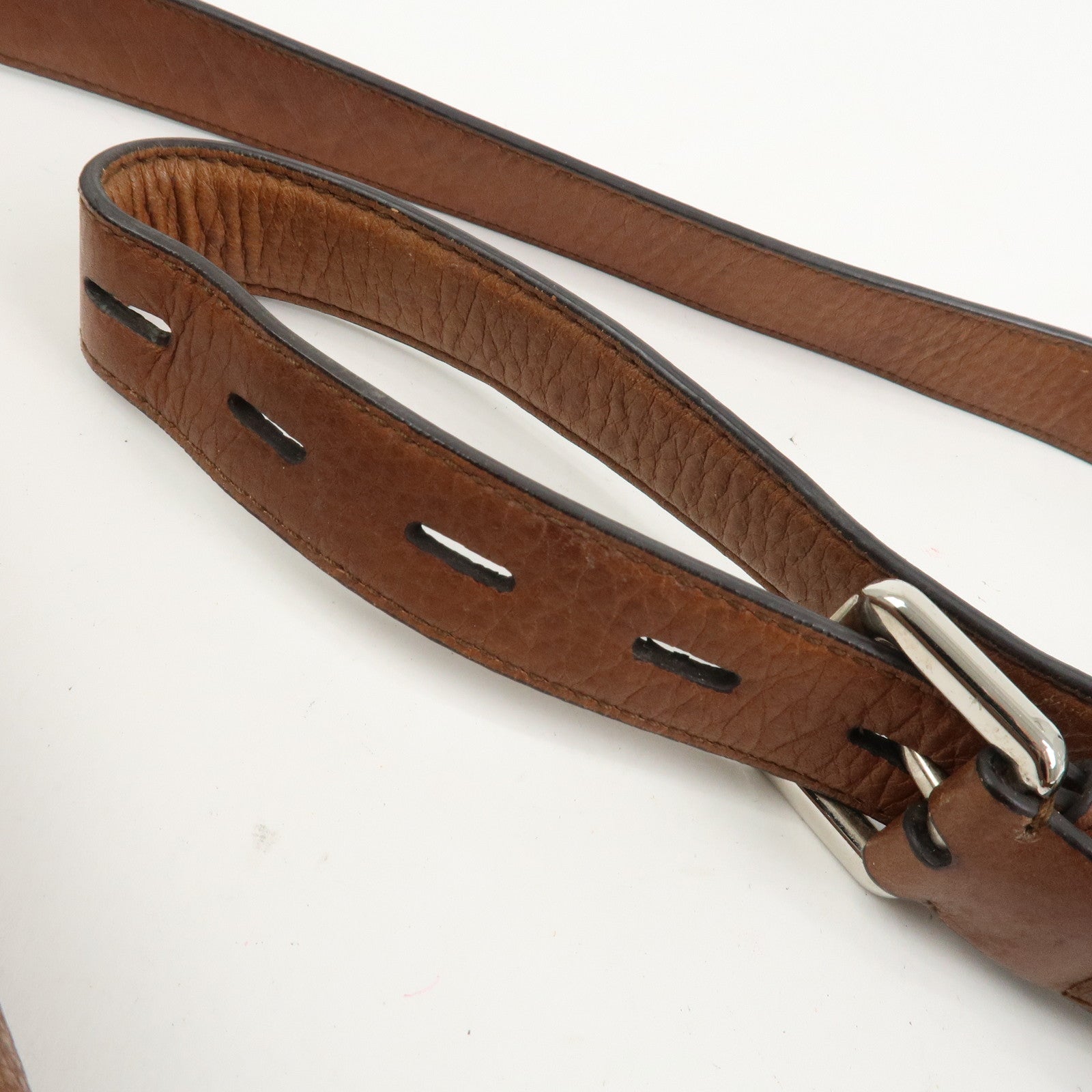 LOEWE Heritage Logo Leather Shoulder Bag Crossbody Bag Brown