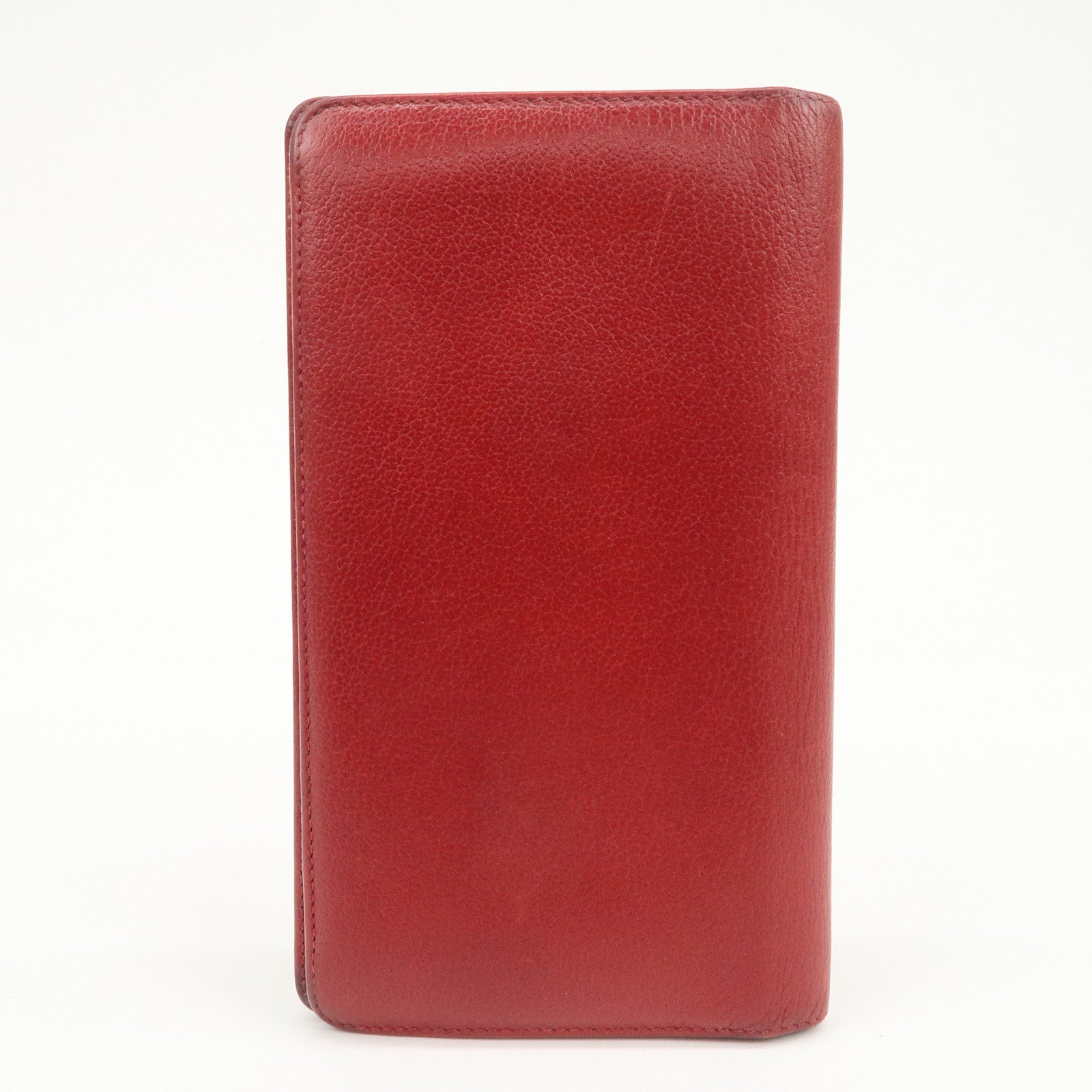 CHANEL COCO Mark Camellia Logo Leather Flap Long Wallet Red