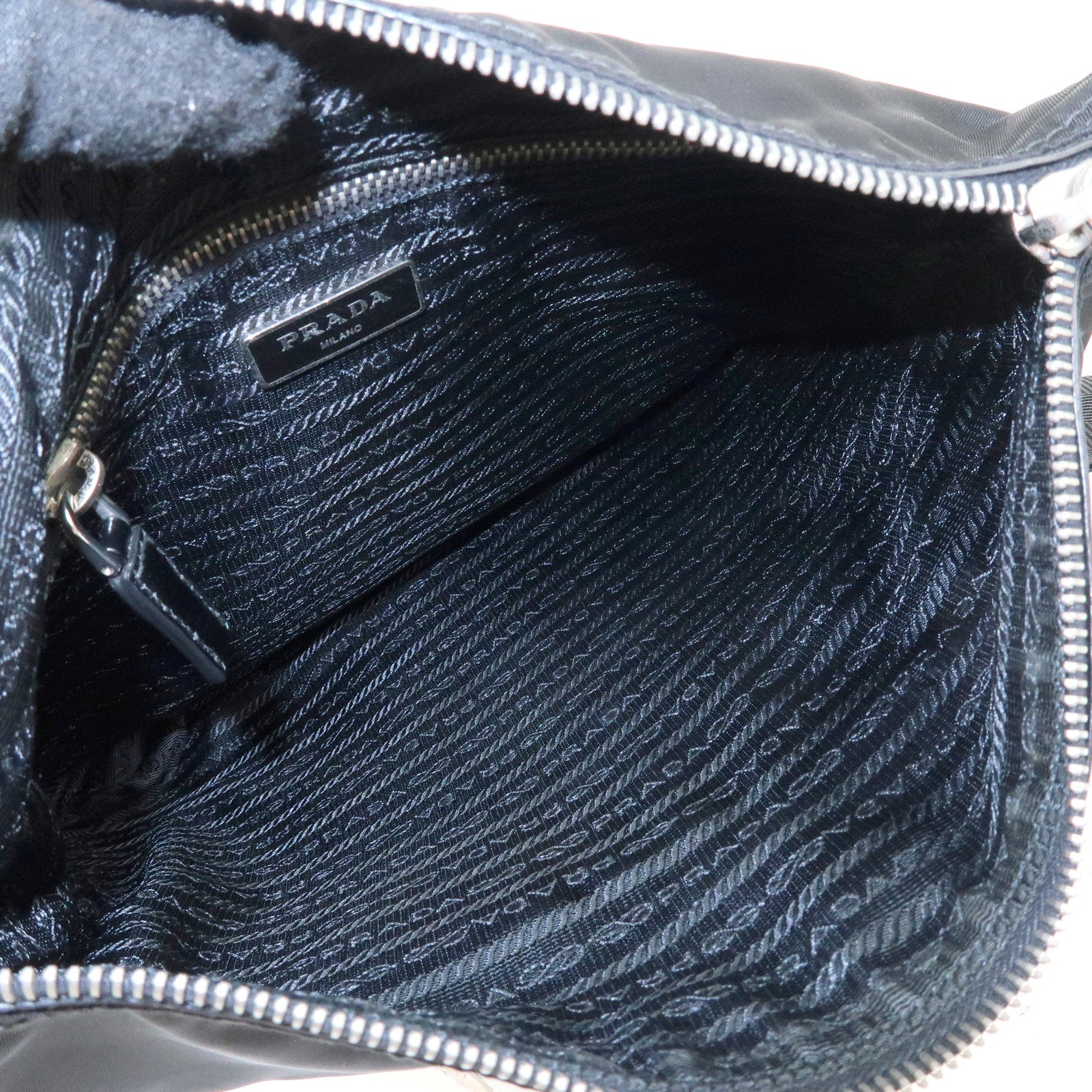 PRADA Triangle Logo Nylon Shoulder Bag Crossbody Bag Black BT0715